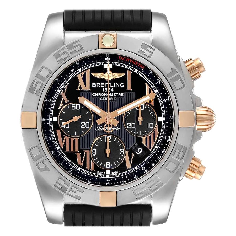 Breitling Chronomat Evolution Black Dial Steel Rose Gold Men's Watch CB0110 For Sale