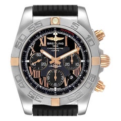 Breitling Chronomat Evolution Black Dial Steel Rose Gold Men's Watch CB0110