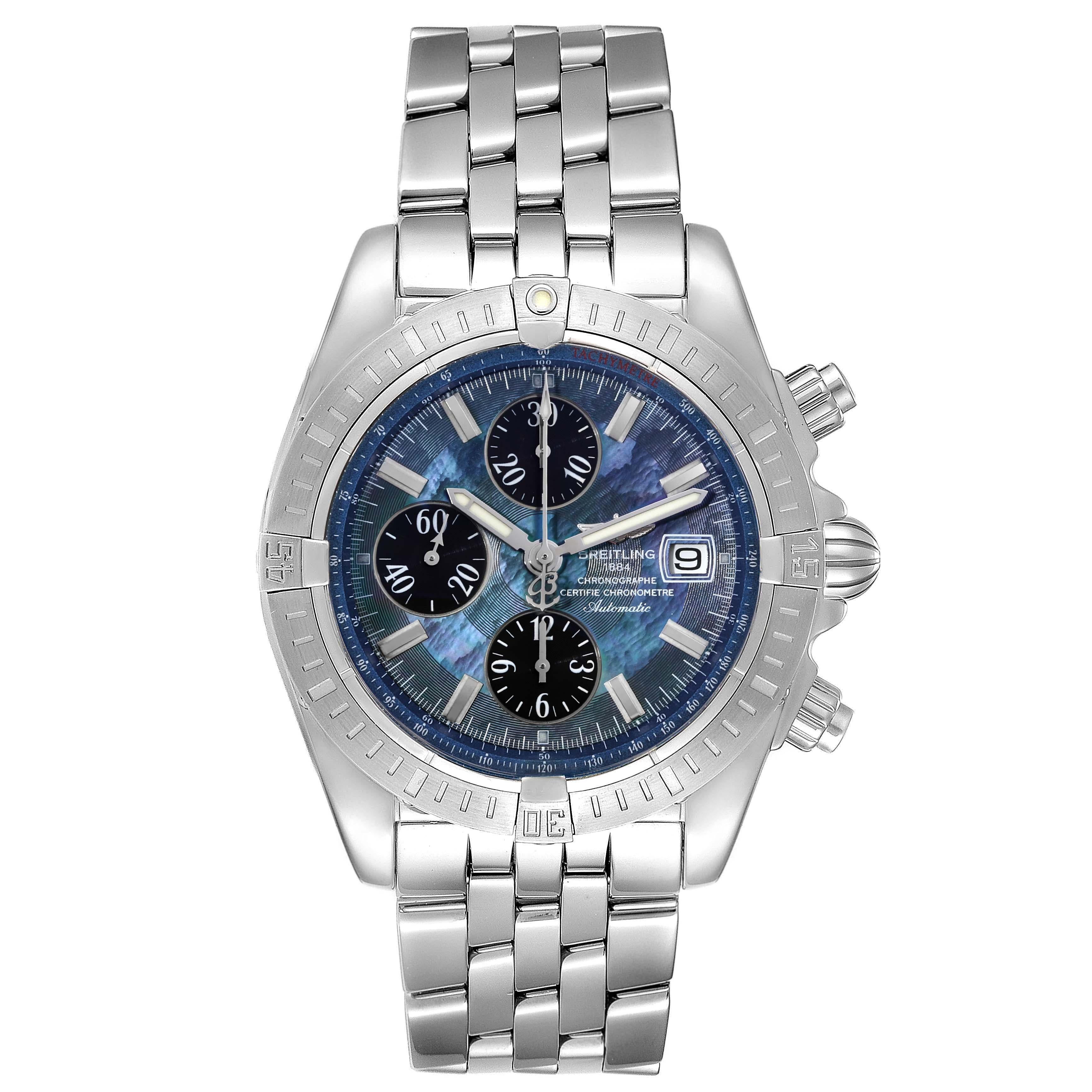 Breitling Chronomat Evolution Mother Of Pearl Dial Steel Mens Watch A13356 2