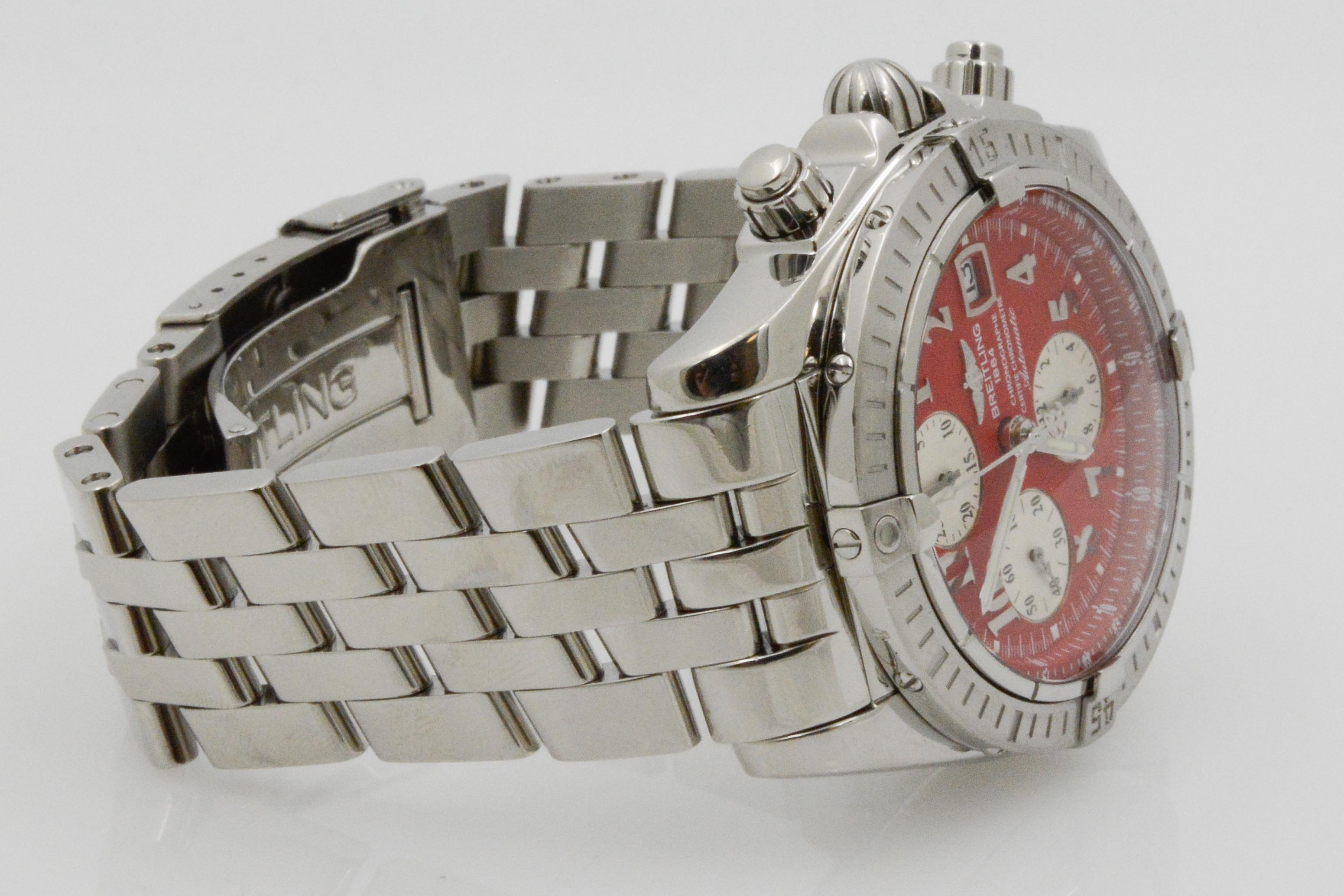 Breitling Chronomat Evolution Red Arabic Dial A13356 In Good Condition In Dallas, TX