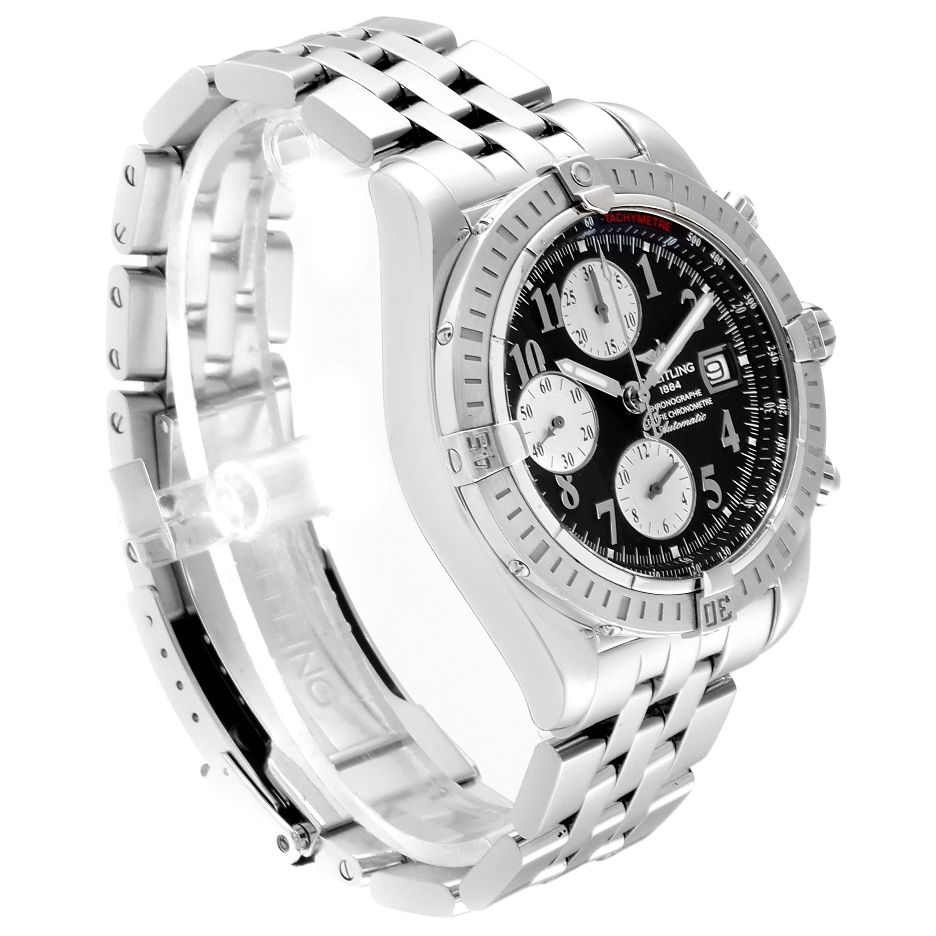Breitling Chronomat Evolution Steel Black Dial Steel Men's Watch A13356 In Excellent Condition In Atlanta, GA