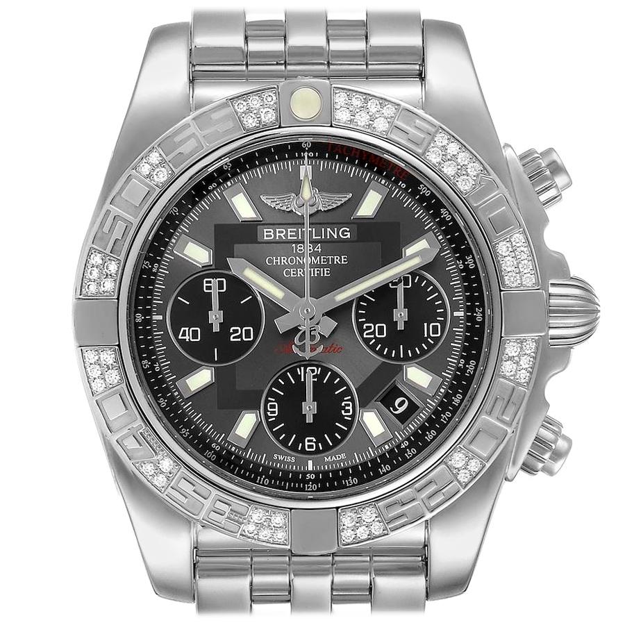 Breitling Chronomat Evolution Steel Diamond Men's Watch AB0140 Box Papers