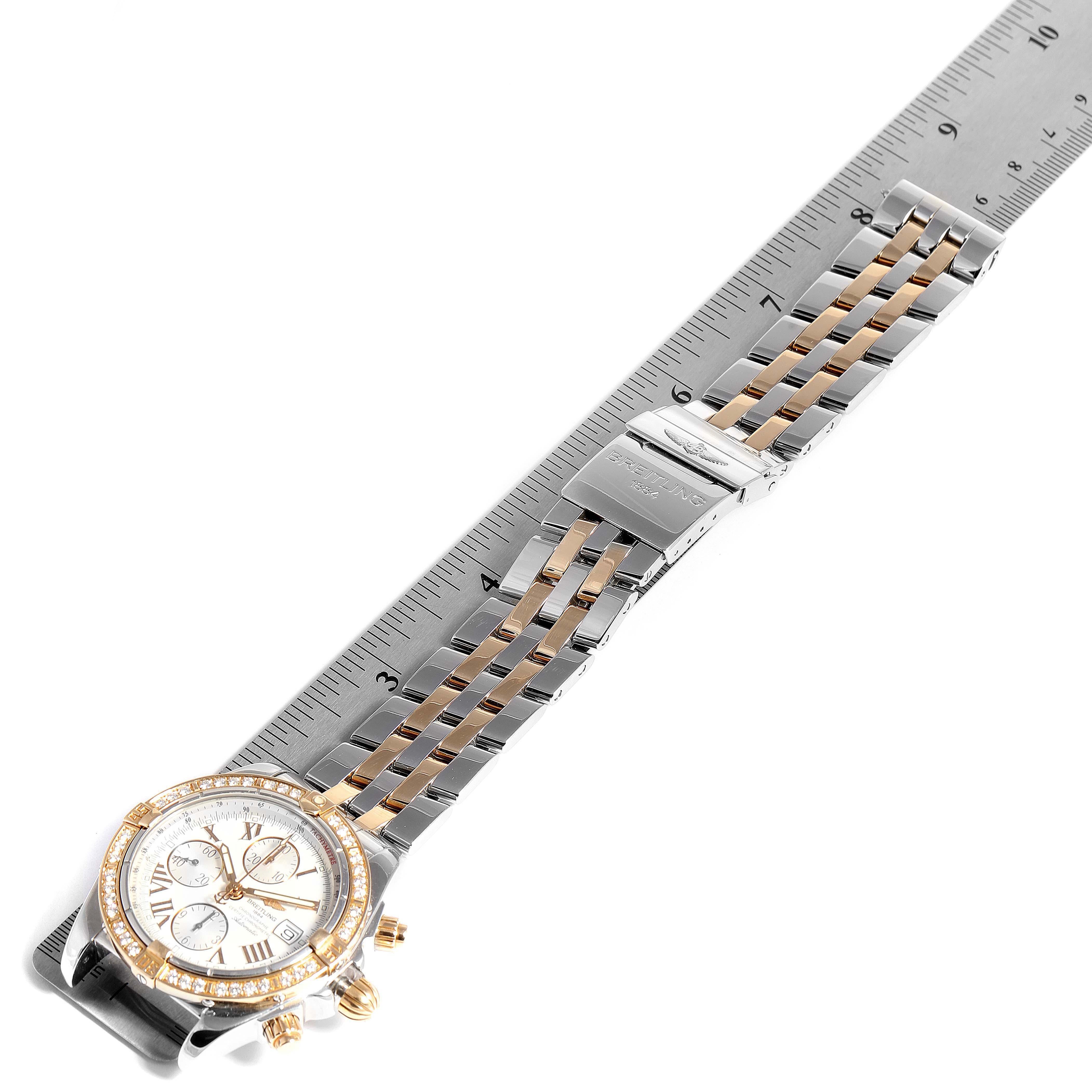 Breitling Chronomat Evolution Steel Rose Gold Diamond Watch C13356 For Sale 3