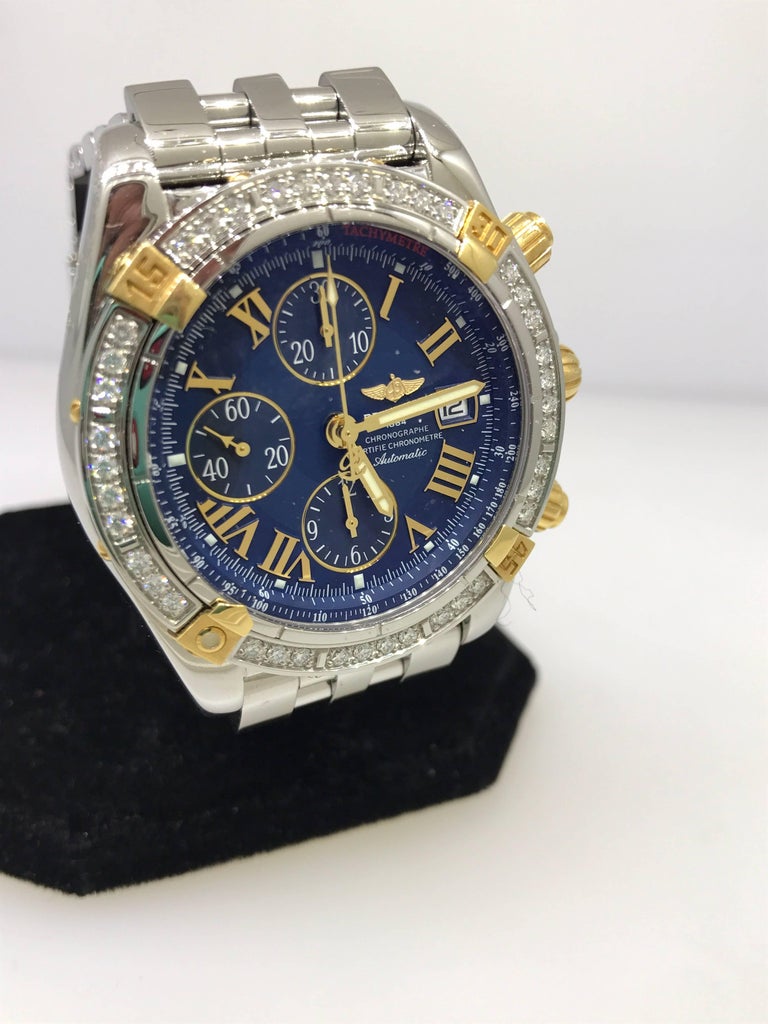 Breitling Chronomat Evolution TwoTone Diamond Bezel Chronograph Men's