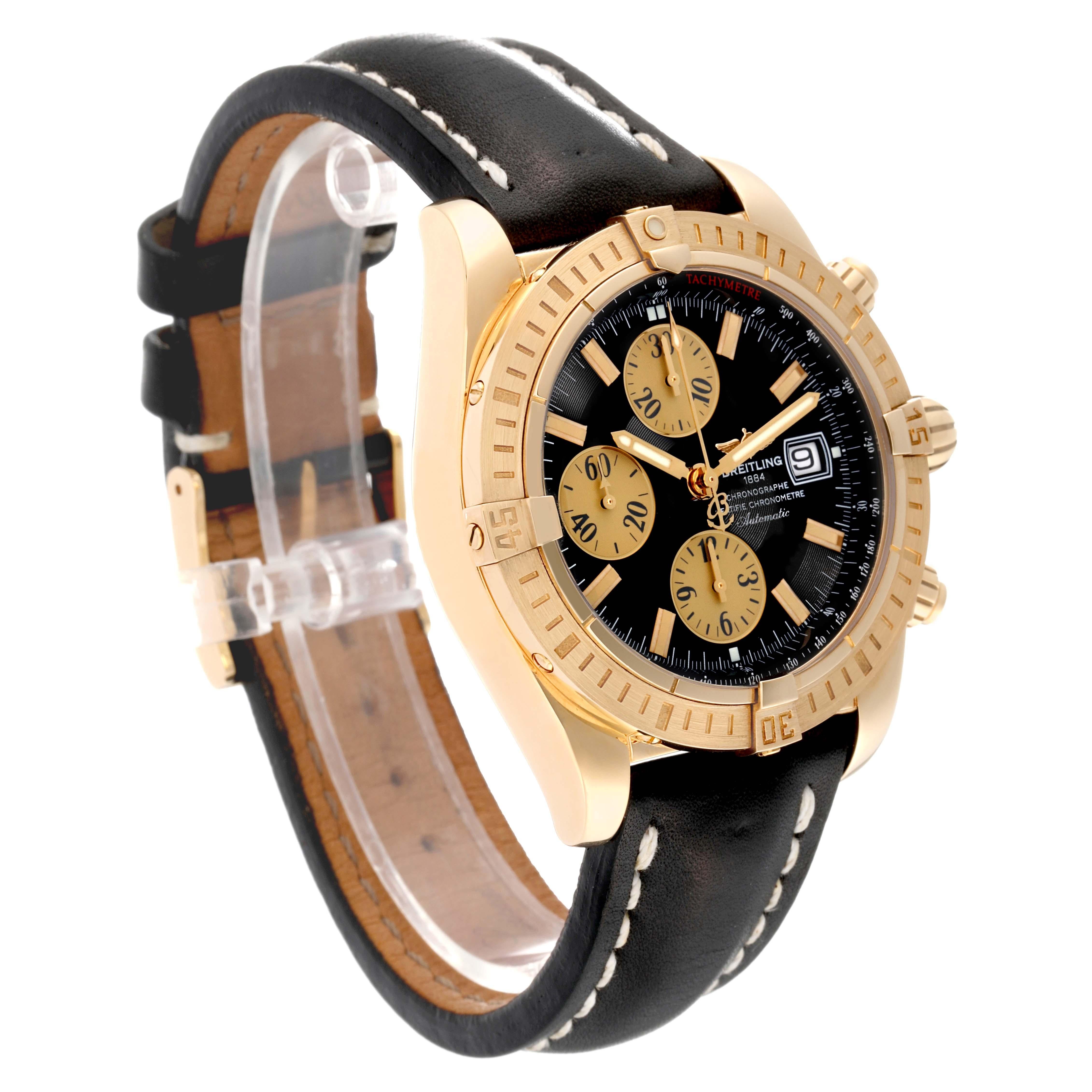 Men's Breitling Chronomat Evolution Yellow Gold Mens Watch K13356 Box Papers