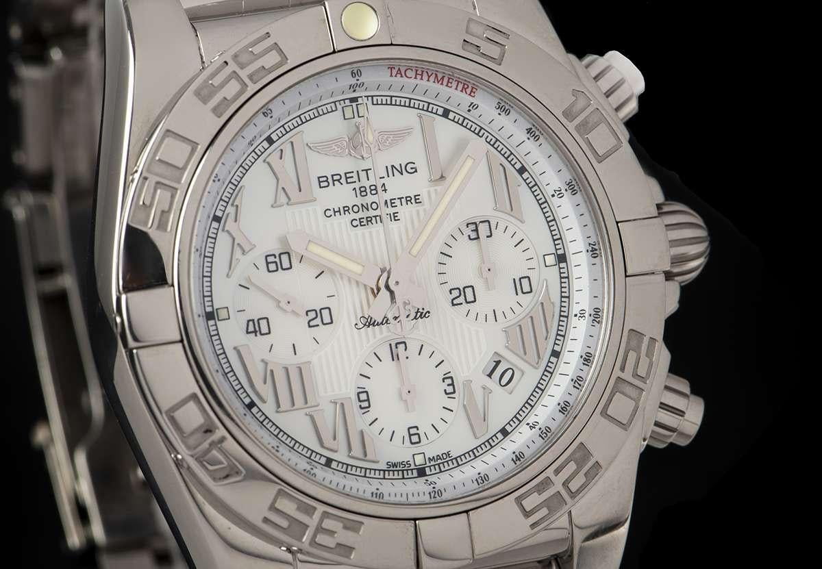 Breitling Chronomat Gents Steel Mother-of-Pearl Dial AB0110 In Excellent Condition In London, GB