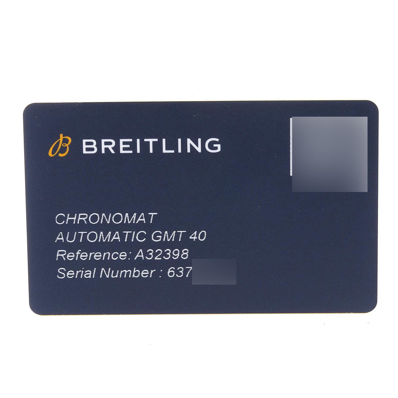 Breitling Chronomat GMT 40 Green Dial Steel Mens Watch A32398 Box Card 6