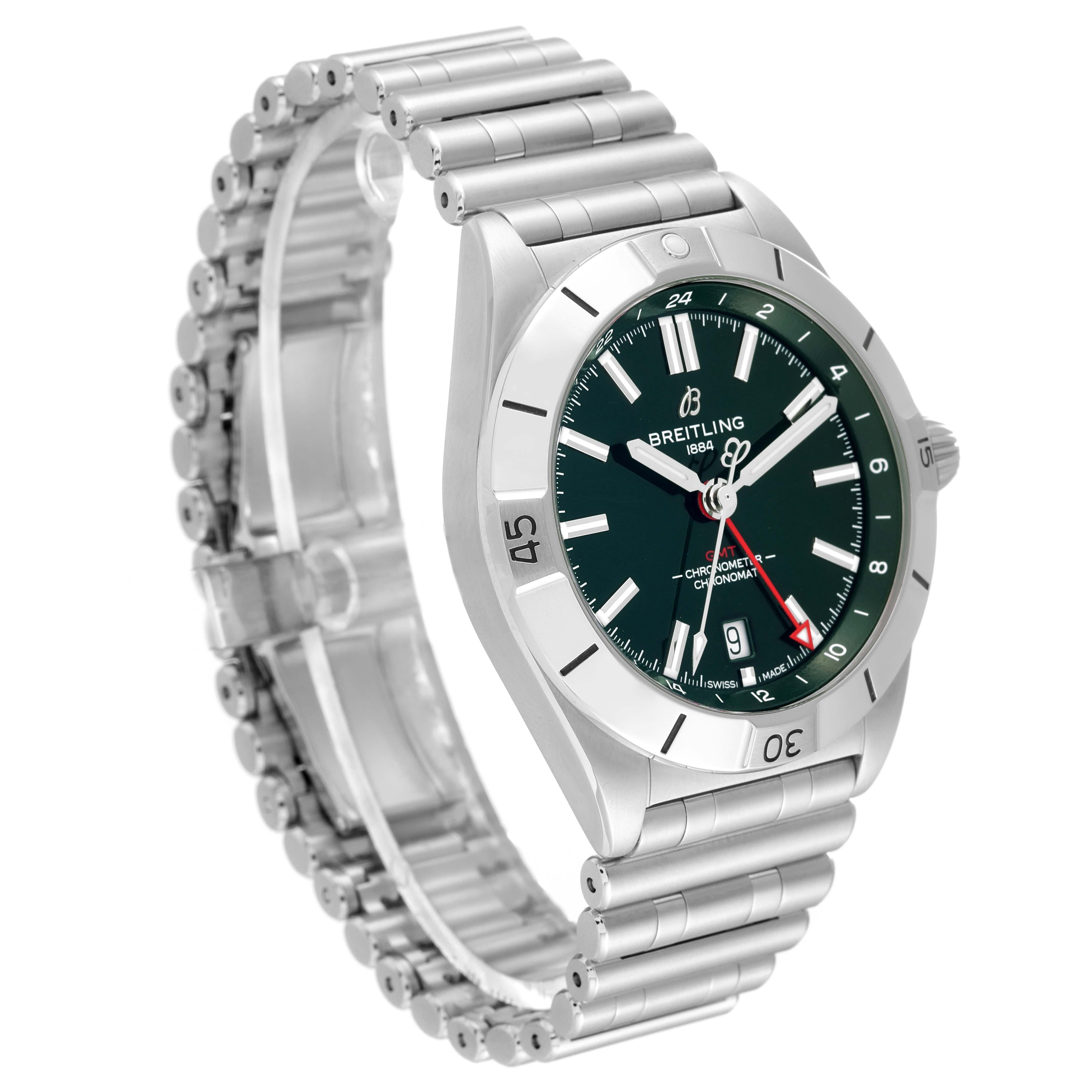Breitling Chronomat GMT 40 Green Dial Steel Mens Watch A32398 Box Card 2