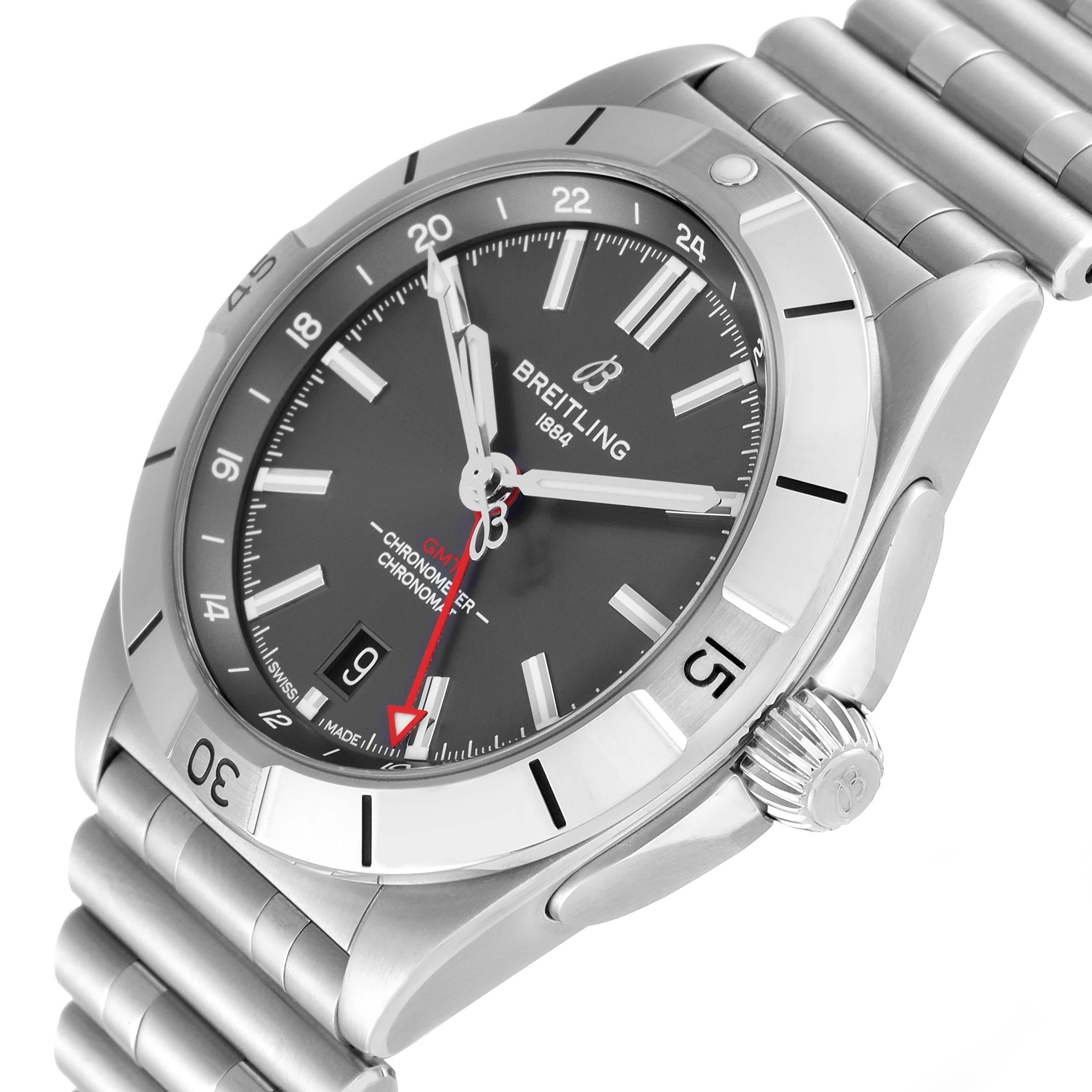 Breitling Chronomat GMT 40 Grey Dial Steel Mens Watch A32398 Unworn In Excellent Condition In Atlanta, GA