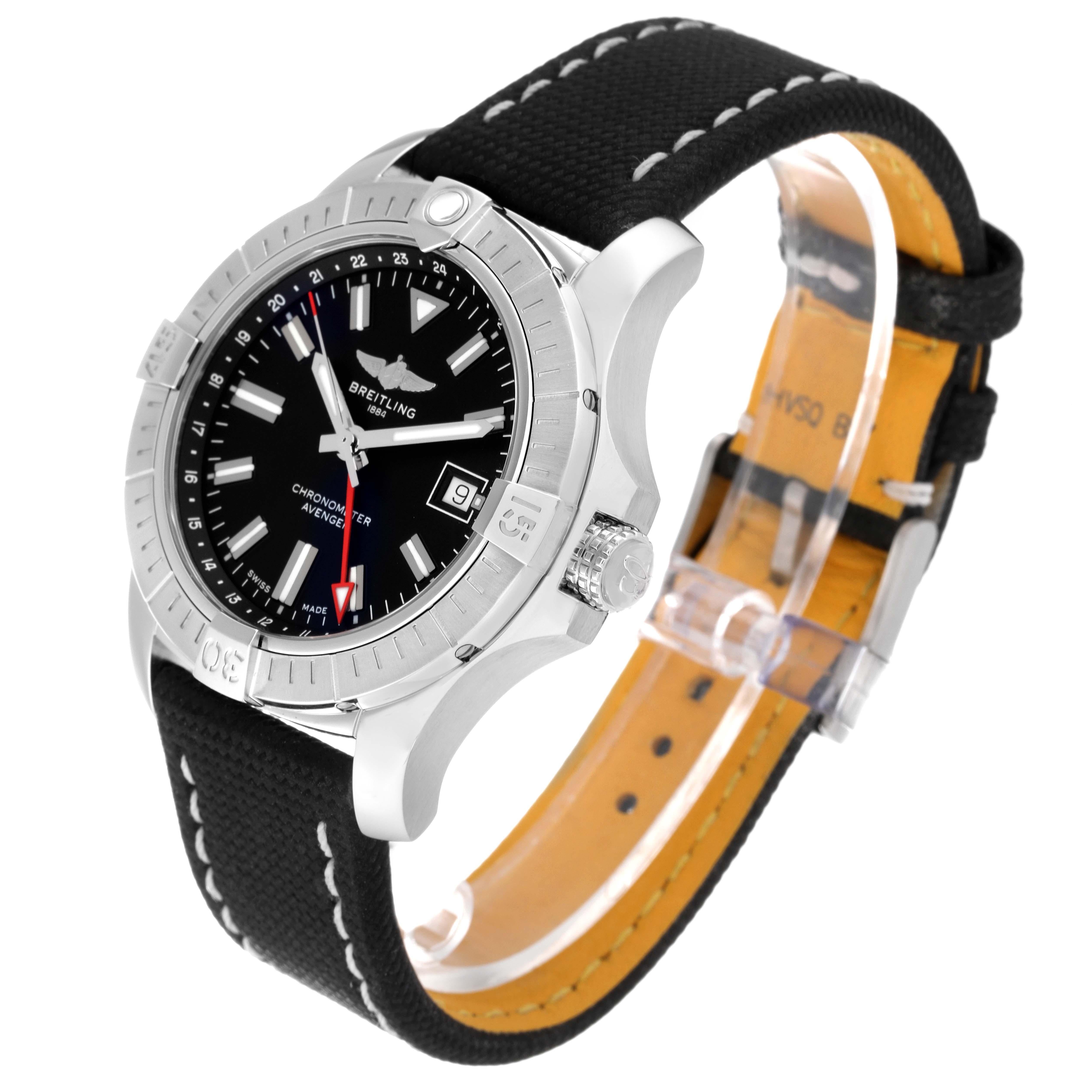 Breitling Chronomat GMT Black Dial Steel Mens Watch A32397 Box Card Pour femmes en vente