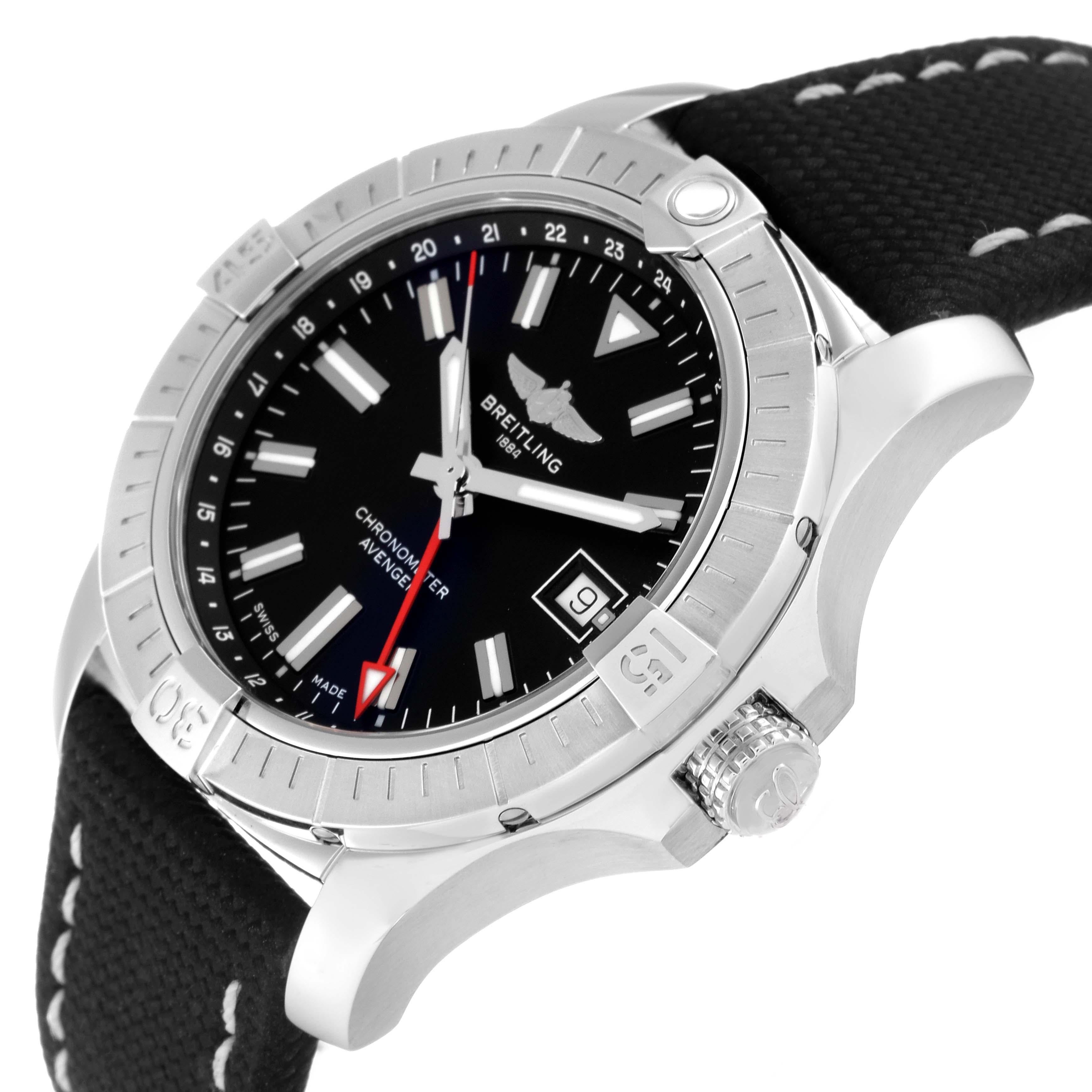 Breitling Chronomat GMT Black Dial Steel Mens Watch A32397 Box Card en vente 1