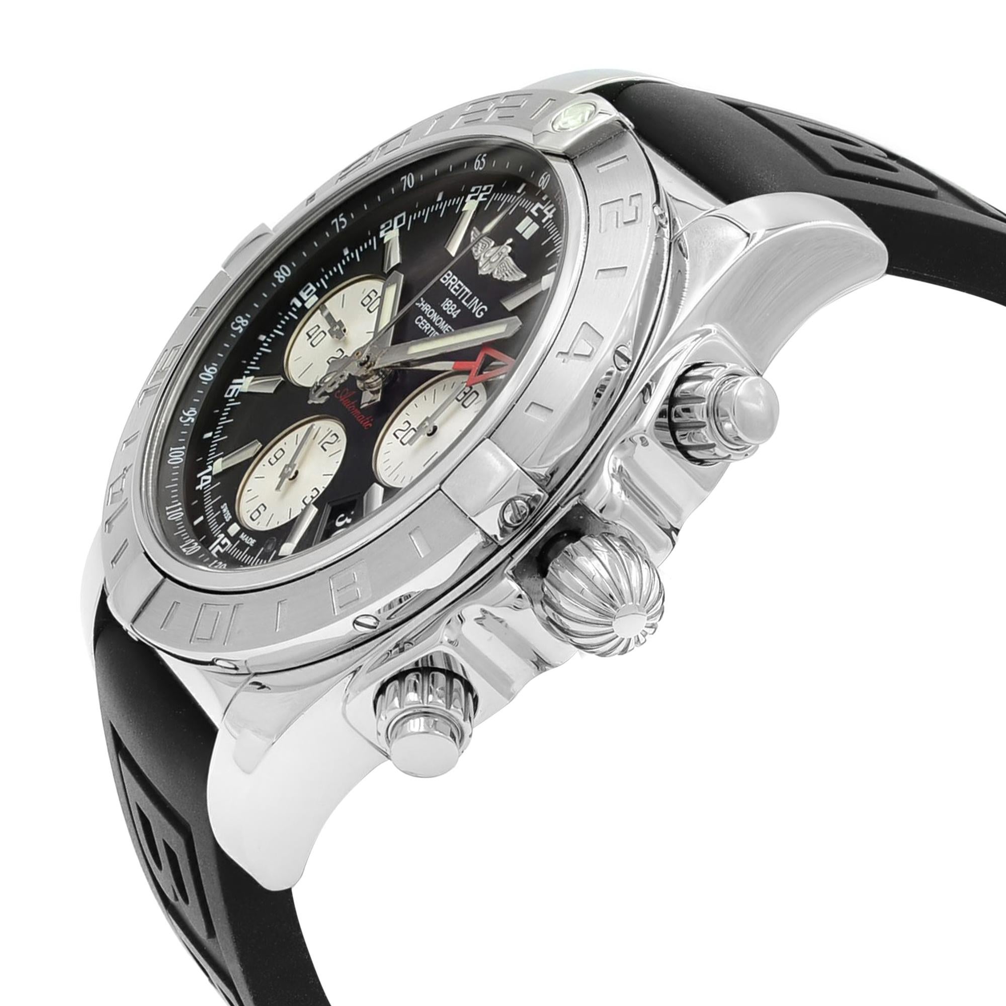 Montre automatique Breitling Chronomat GMT Steel Black Dial AB042011/BB56-153S Bon état - En vente à New York, NY