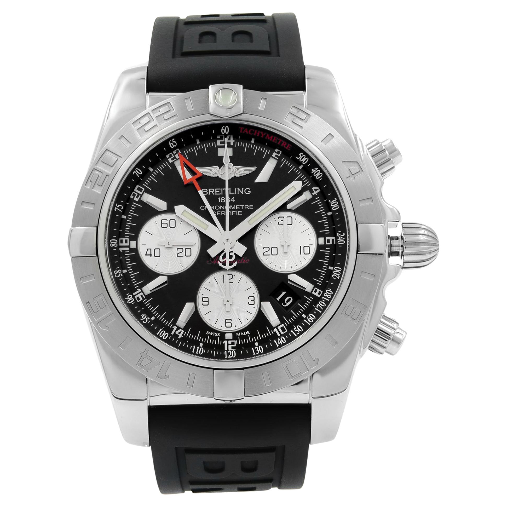 Montre automatique Breitling Chronomat GMT Steel Black Dial AB042011/BB56-153S en vente