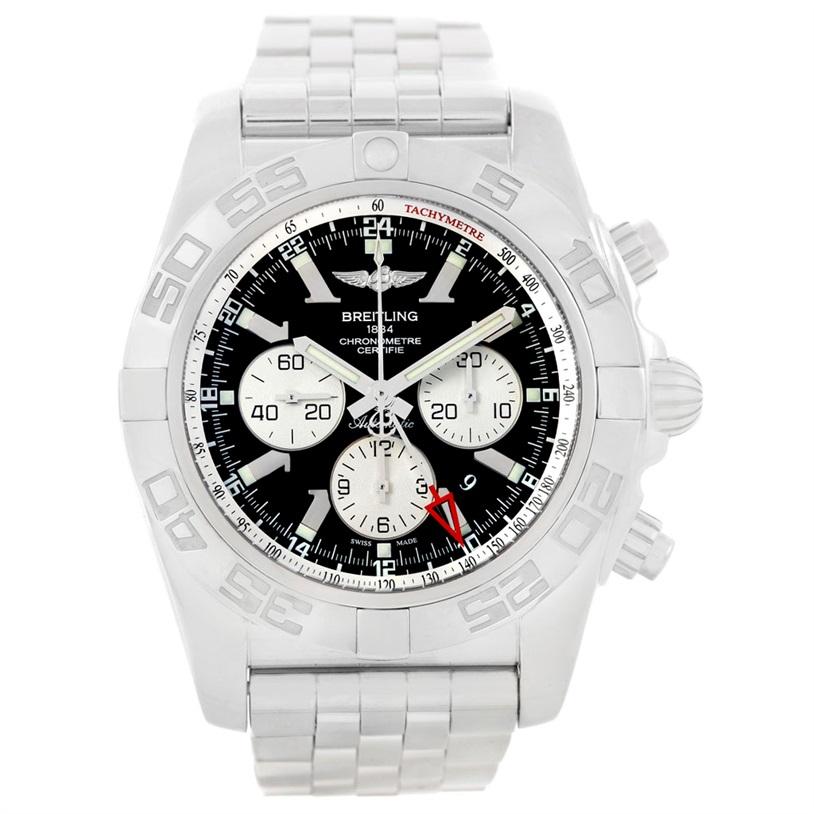 Breitling Chronomat GMT Steel Black Dial Men's Watch AB0410 Box Papers For Sale 5
