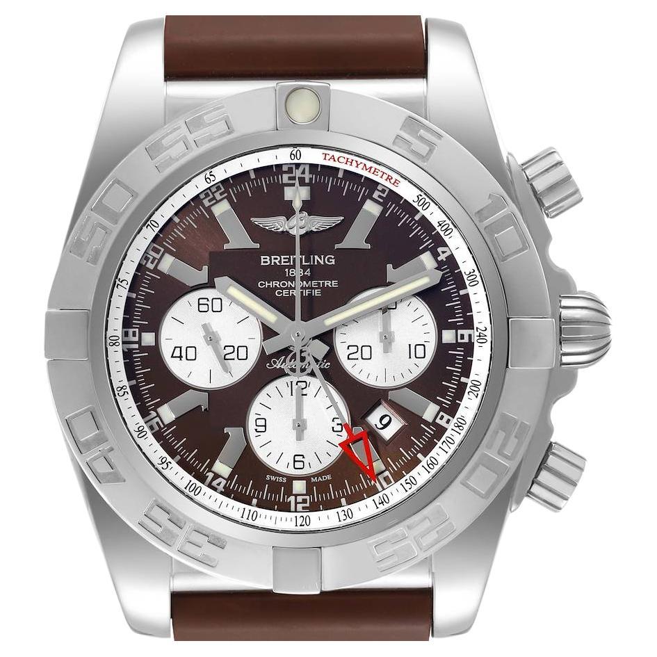 Breitling Chronomat GMT Steel Brown Dial Mens Watch AB0410 Box Card