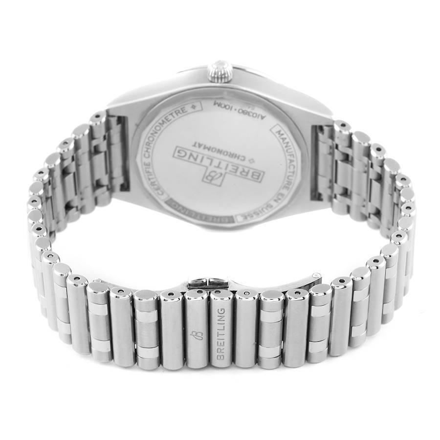 Breitling Chronomat Green Dial Steel Diamond Ladies Watch A10380 Box Card 4