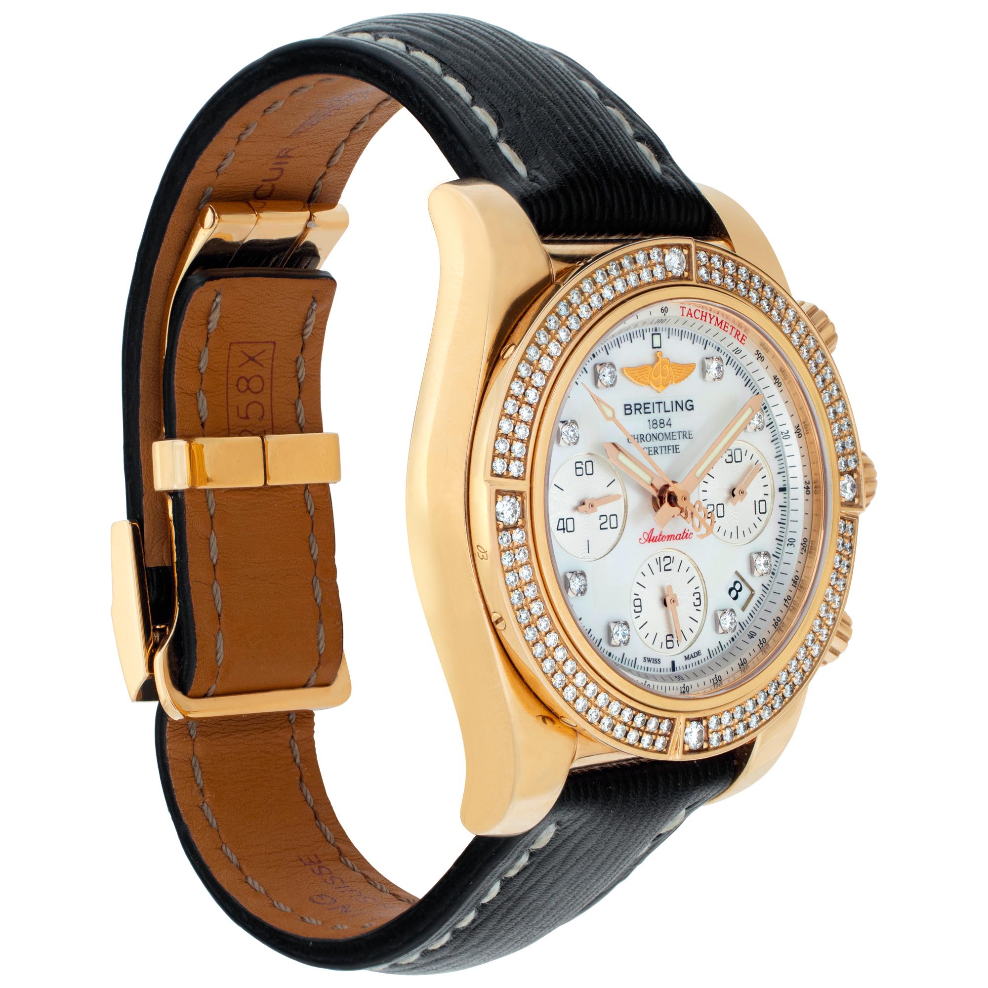 Breitling Chronomat HB0140 in yellow gold Mother of Pearl dial 41mm watch In Excellent Condition In Surfside, FL