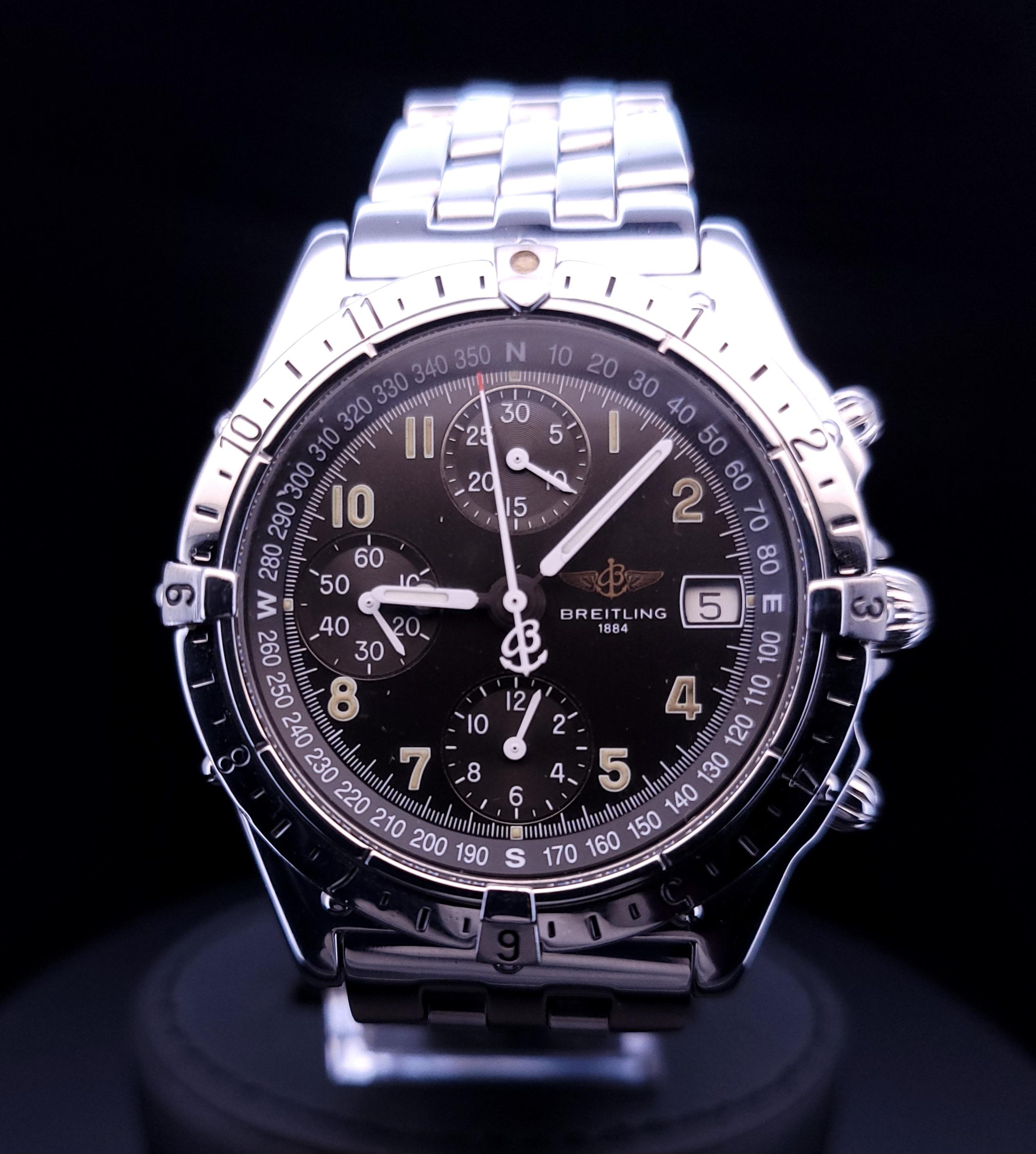 BREITLING Chronomat Longitude A20048 GMT grau Zifferblatt Automatik Herrenuhr für Damen oder Herren im Angebot
