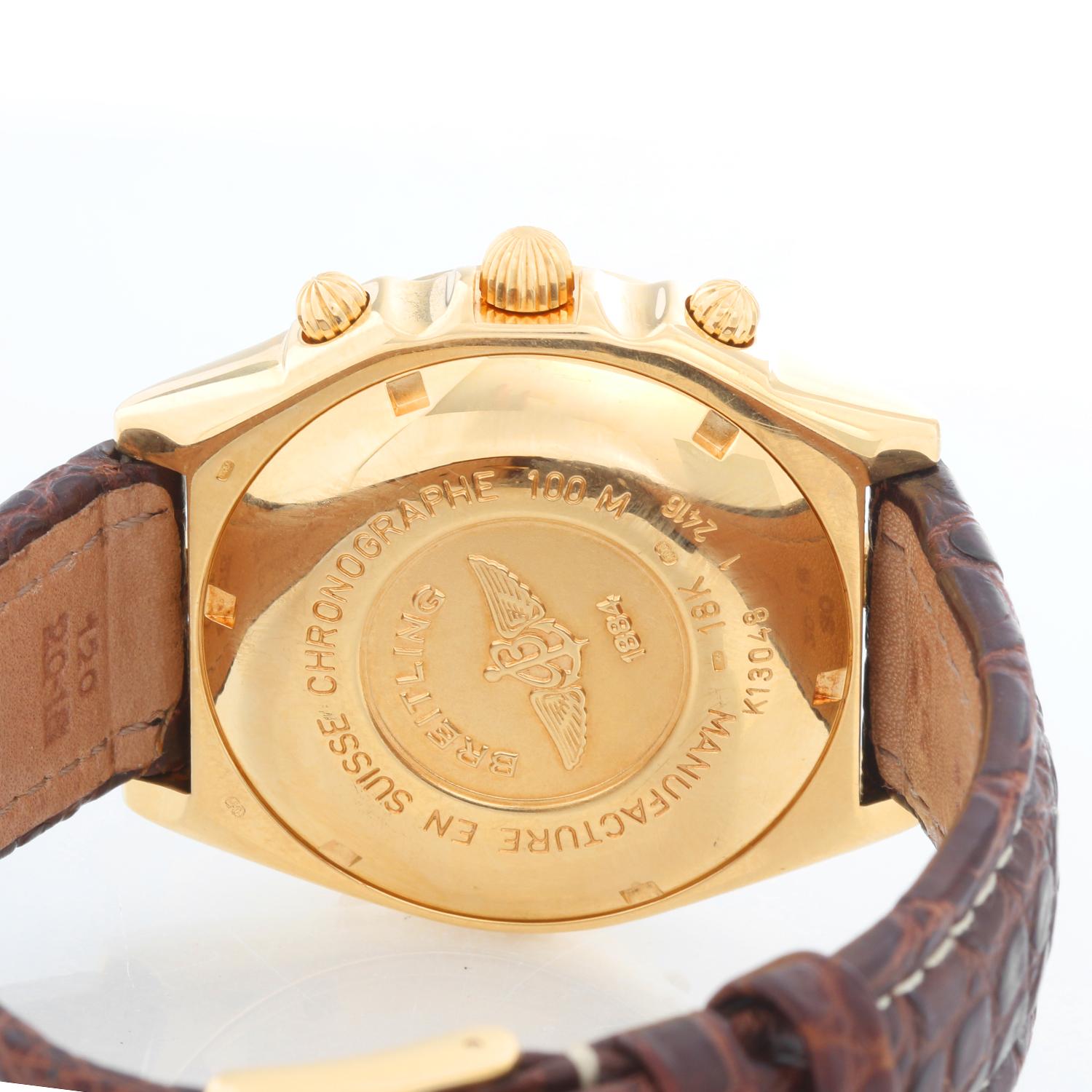 Breitling Chronomat Men's 18 Karat Yellow Gold Chronograph Watch K13048 In Excellent Condition In Dallas, TX