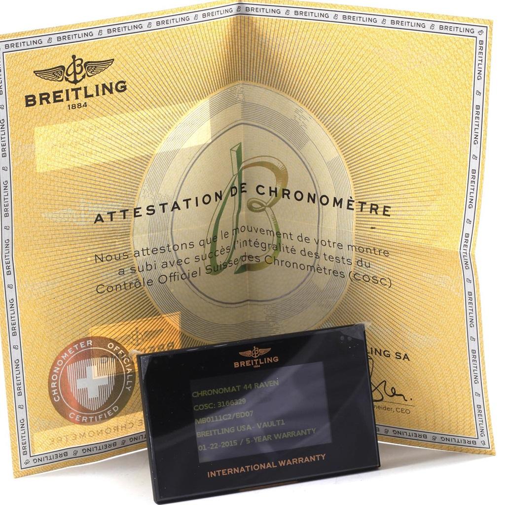 Breitling Chronomat Raven Blacksteel Watch MB0111 Box Papers 1