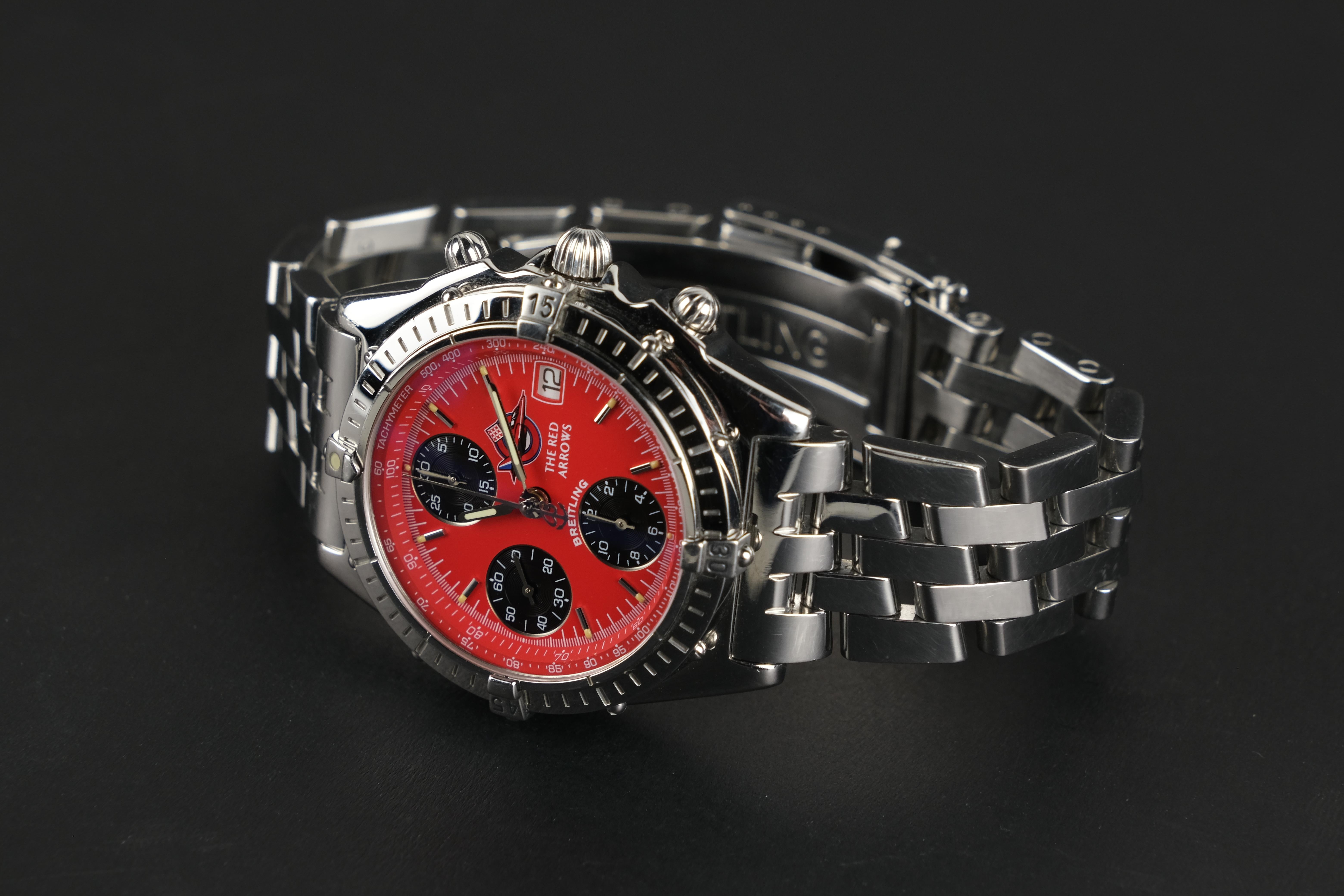 Breitling Chronomat Red Arrows Limited Edition Stainless Steel Wristwatch In Good Condition In Bradford, Ontario