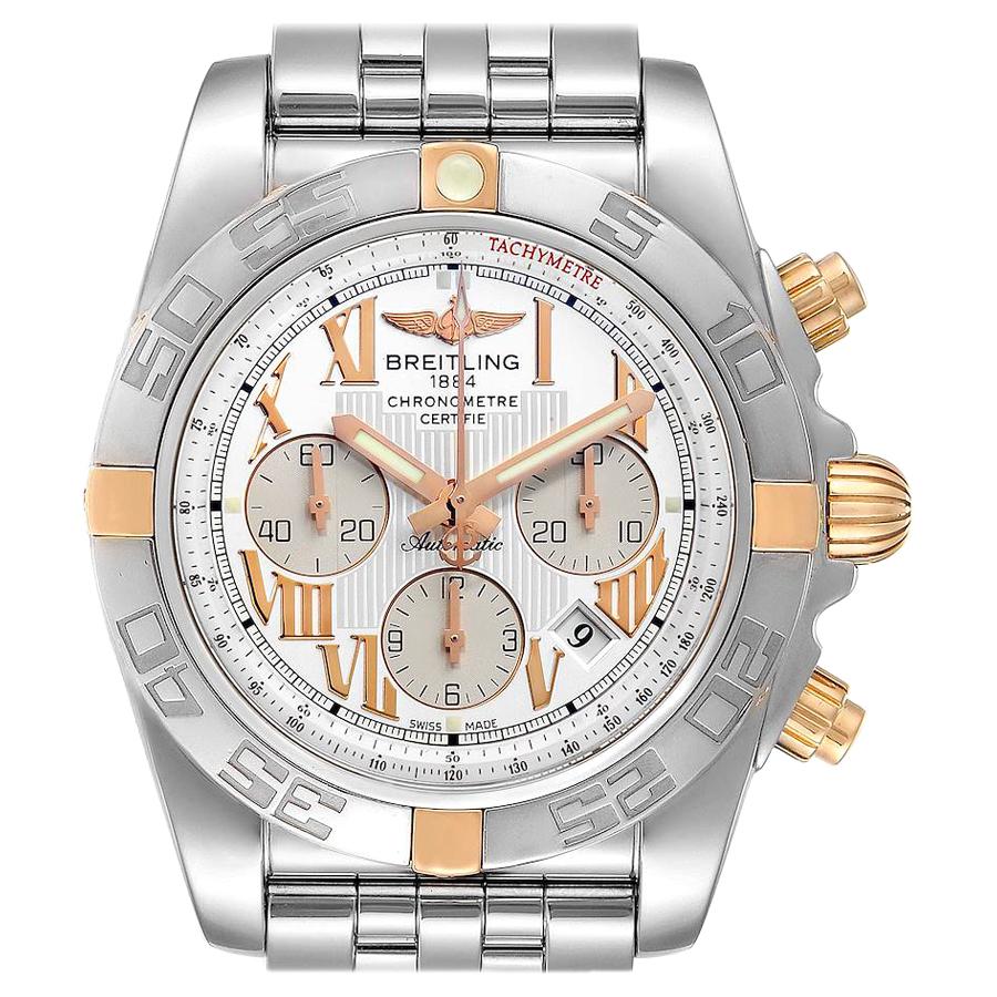 Breitling Chronomat Silver Dial Steel Rose Gold Men's Watch IB0110 For Sale