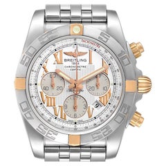 Breitling Chronomat Silver Dial Steel Rose Gold Men's Watch IB0110