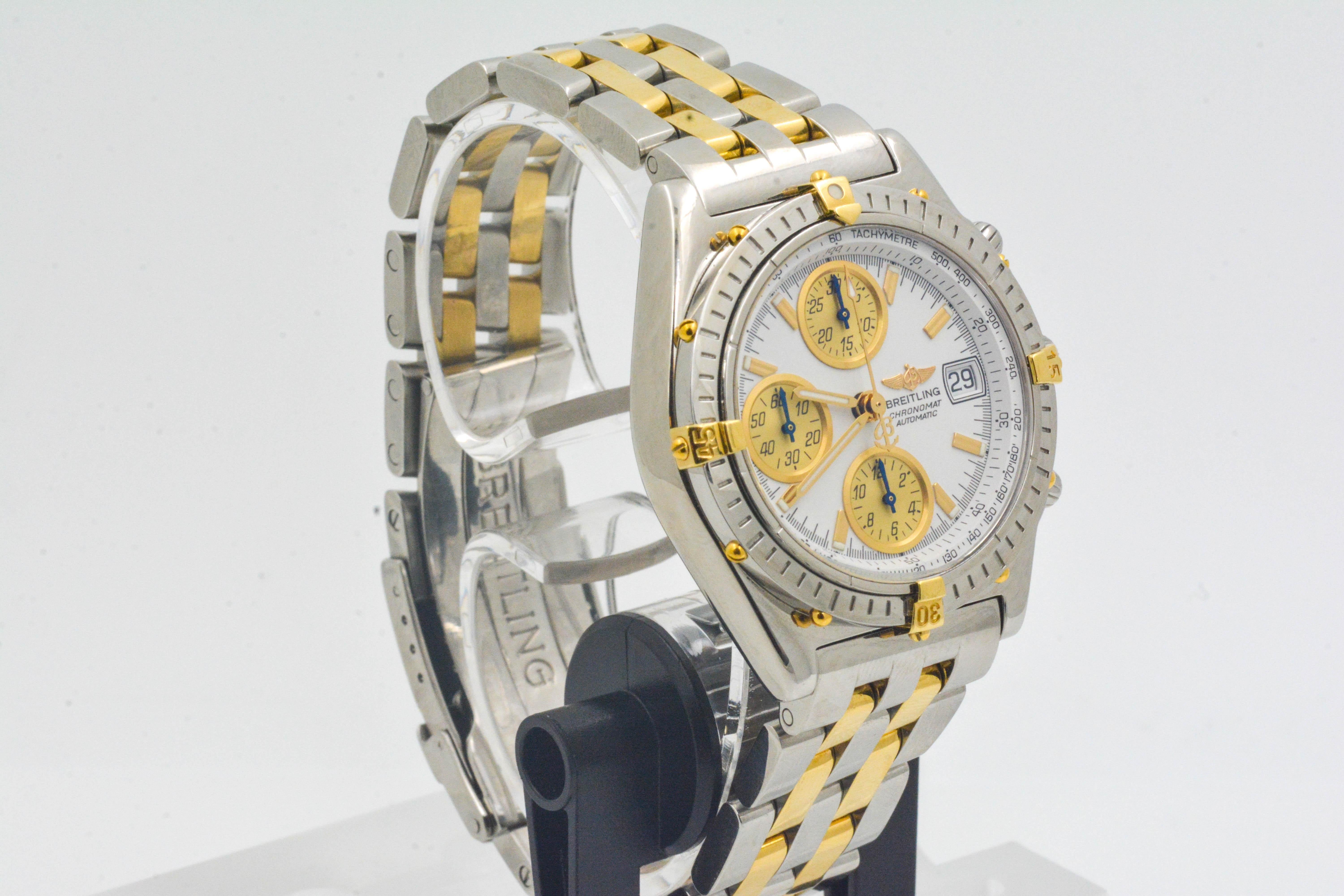 Modern Breitling Chronomat Stainless Steel and 18 Karat Yellow Gold Watch