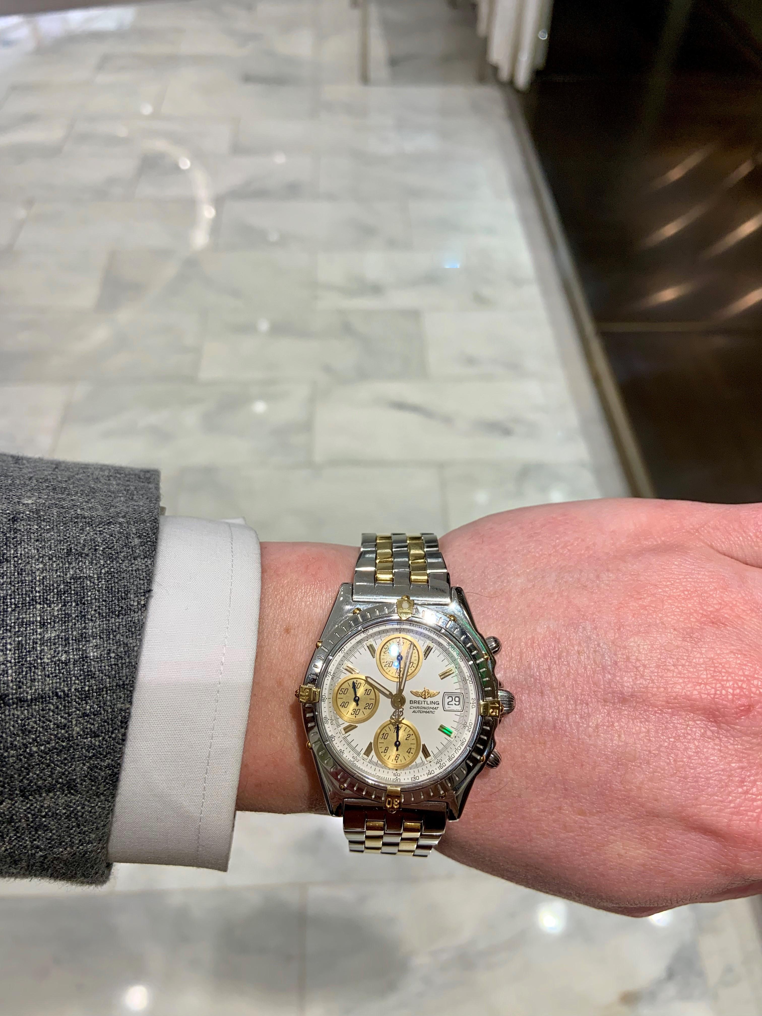Breitling Chronomat Stainless Steel and 18 Karat Yellow Gold Watch 4