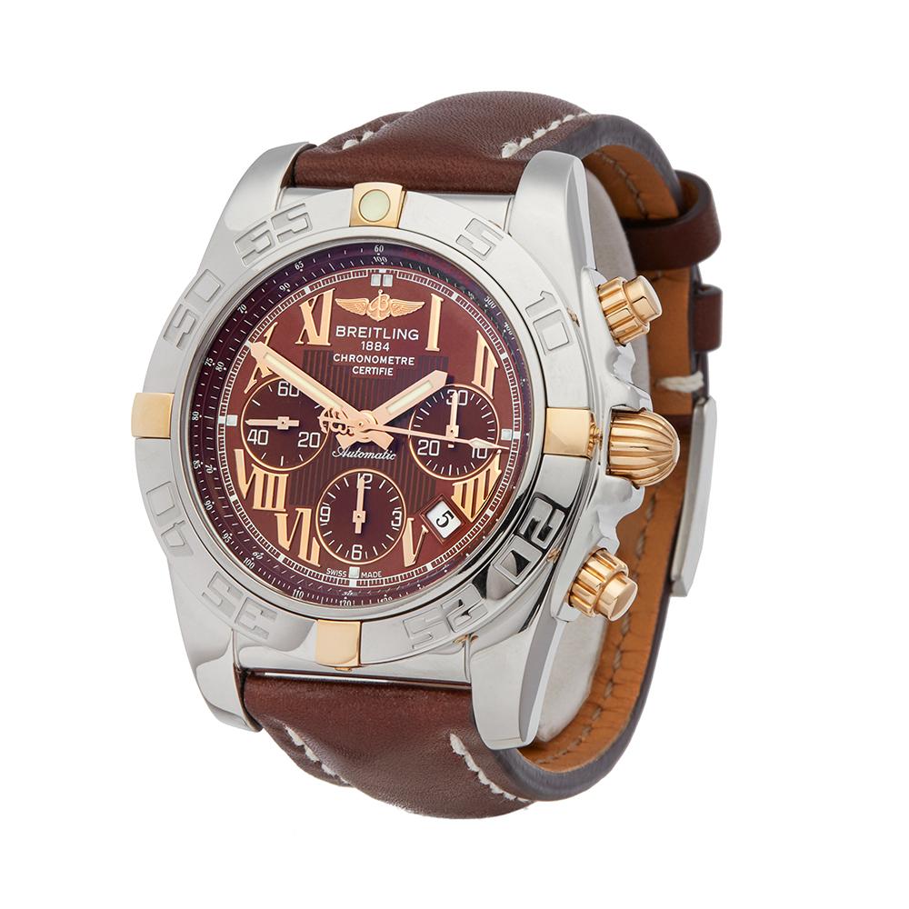 Reference: W5260
Manufacturer: Breitling
Model: Chronomat
Model Reference: IB011012/Q567
Age: 20th June 2018
Gender: Men's
Box and Papers: Box, Manuals and Guarantee
Dial: Brown Roman
Glass: Sapphire Crystal
Movement: Automatic
Water Resistance: To