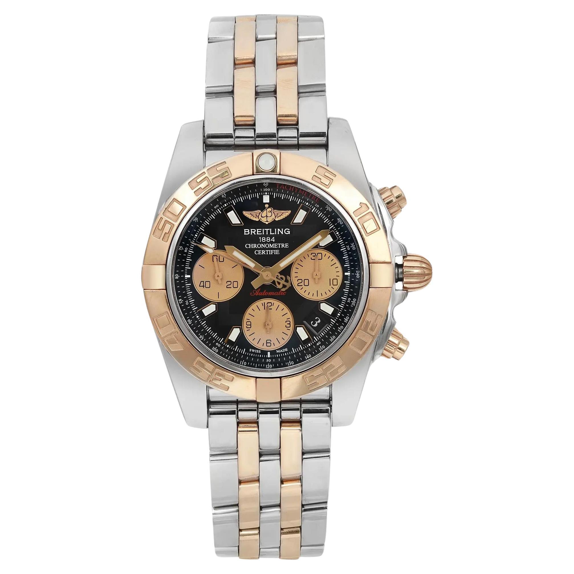 Breitling Chronomat Steel 18K Rose Gold Black Automatic Watch CB014012/BA53-378C