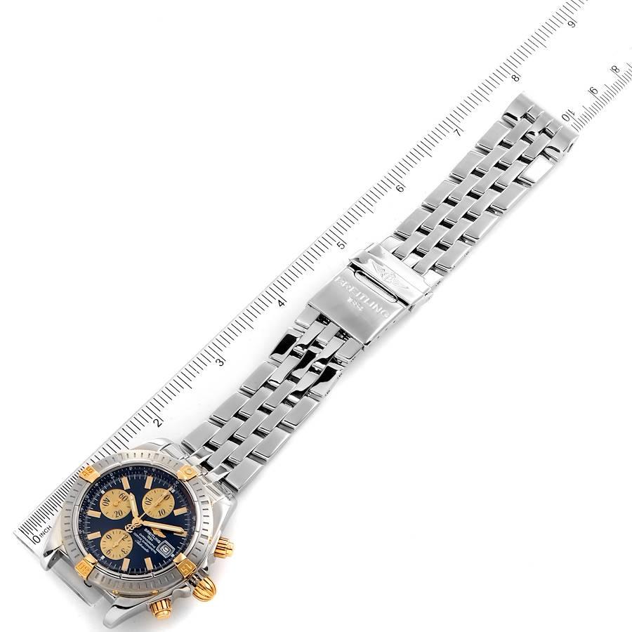 Breitling Chronomat Steel 18 Karat Yellow Gold Blue Dial Men's Watch B13356 For Sale 6