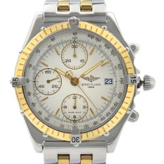 Breitling Chronomat Stahl 18K Gelbgold weißes Zifferblatt automatische Herrenuhr D13047