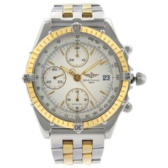 Breitling Chronomat Steel 18K Yellow Gold White Dial Automatic Mens Watch D13047