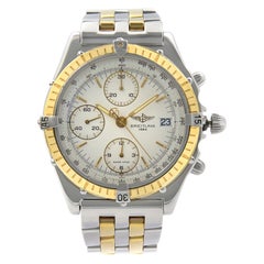 Breitling Chronomat Steel 18K Yellow Gold White Dial Automatic Mens Watch D13047