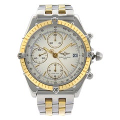 Breitling Chronomat Stahl 18K Gelbgold weißes Zifferblatt automatische Herrenuhr D13047