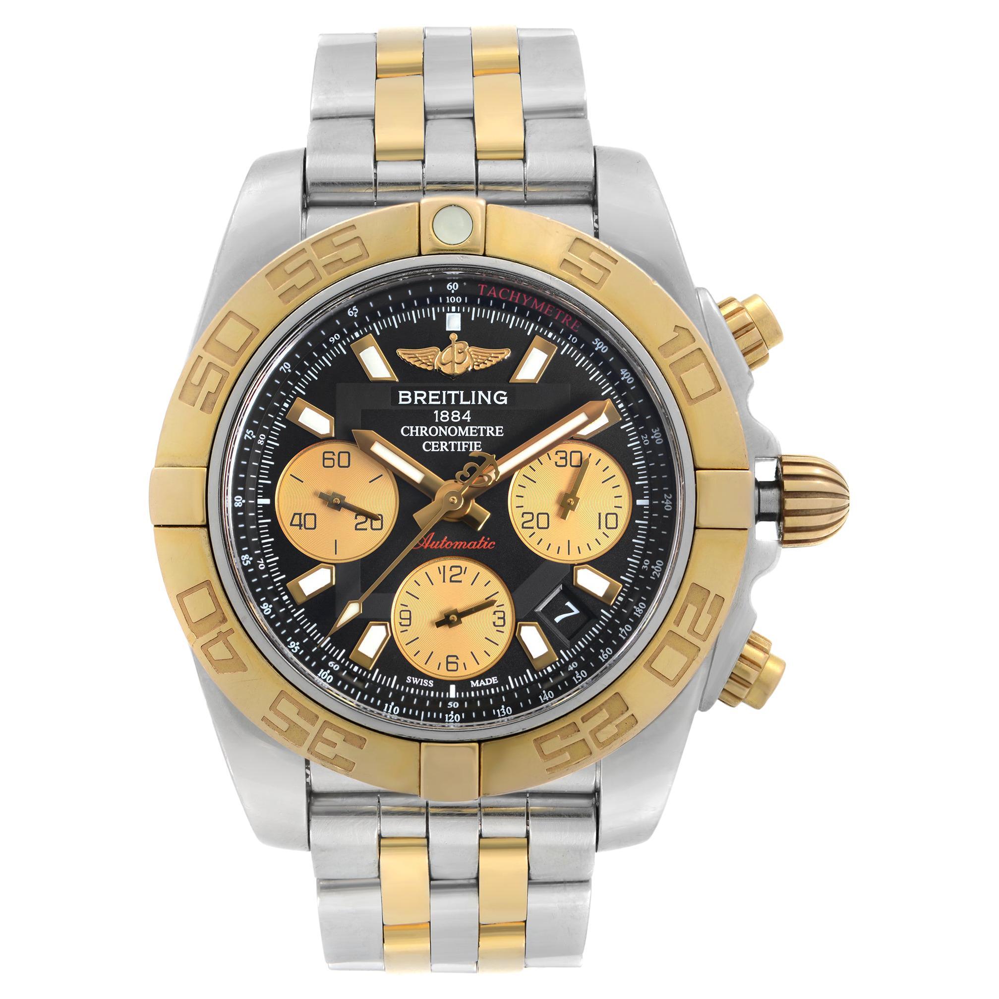 Breitling Chronomat Steel Rose Gold Black Automatic Watch CB014012/BA53-378C