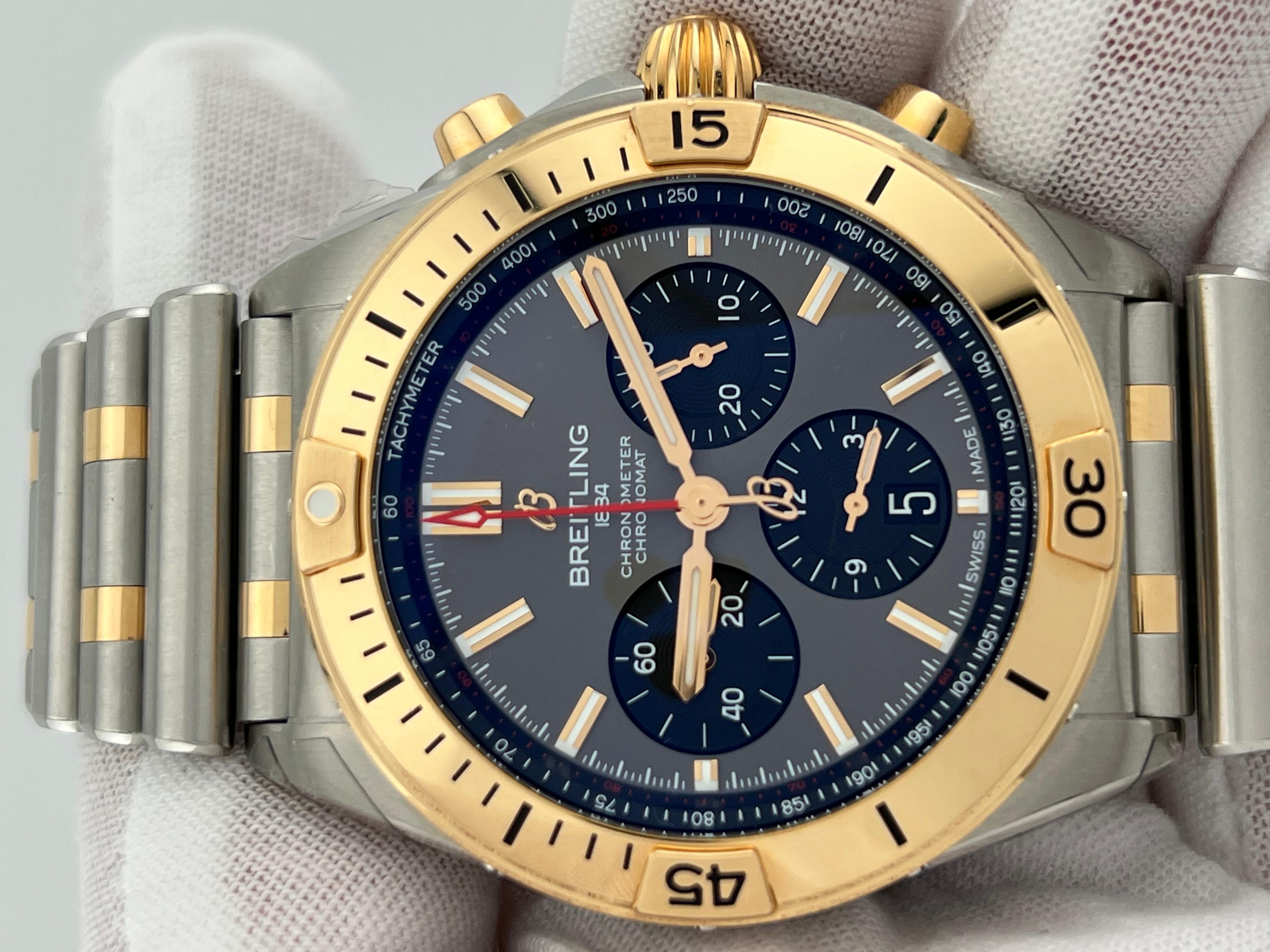 Breitling Chronomat UB0134 42 Esfera Antracita Inoxidable Oro Rosa 18K Caja Papeles en venta 1