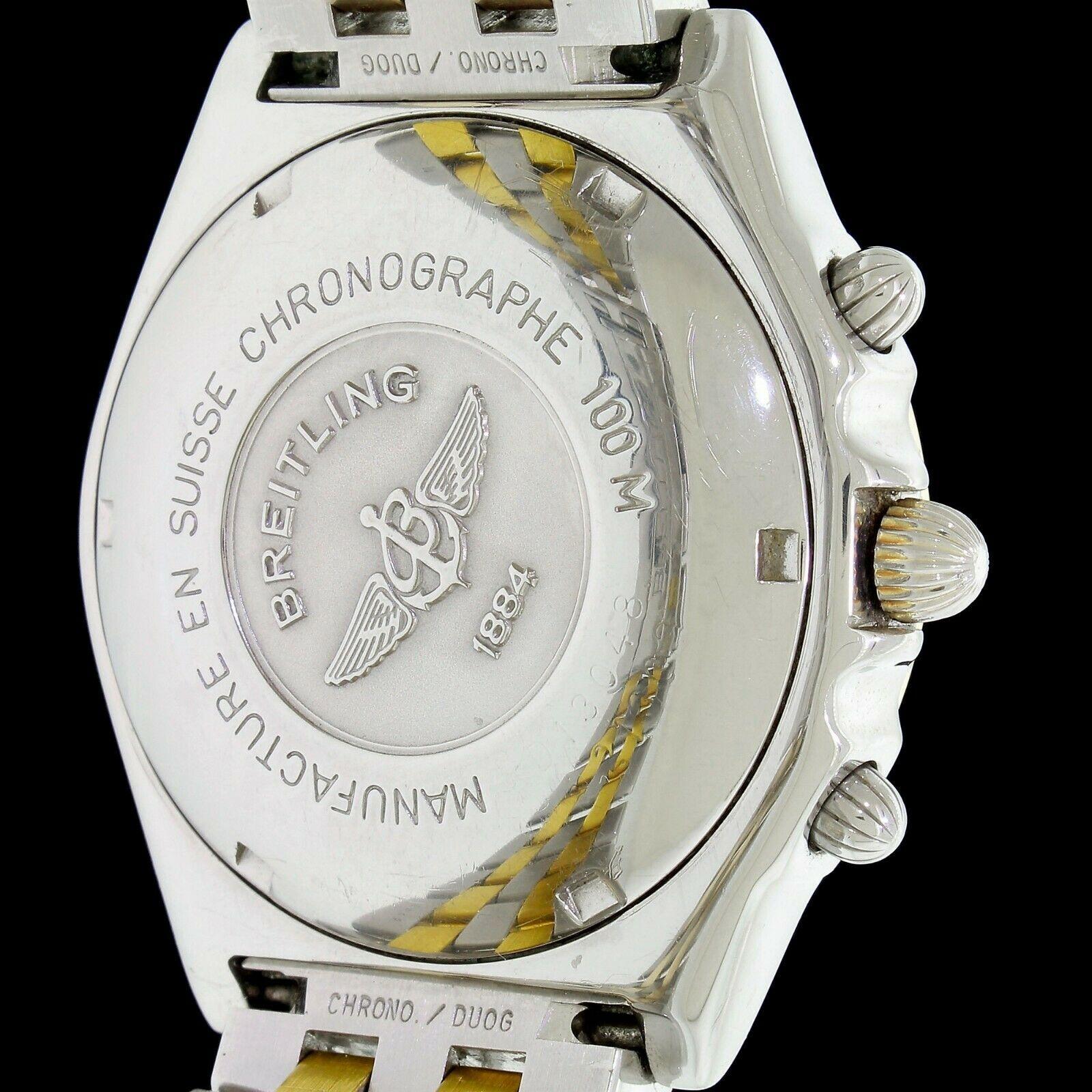 Modern Breitling Chronomat Watch D13048 Blue Dial Stainless & Gold Pilot Band Bracelet