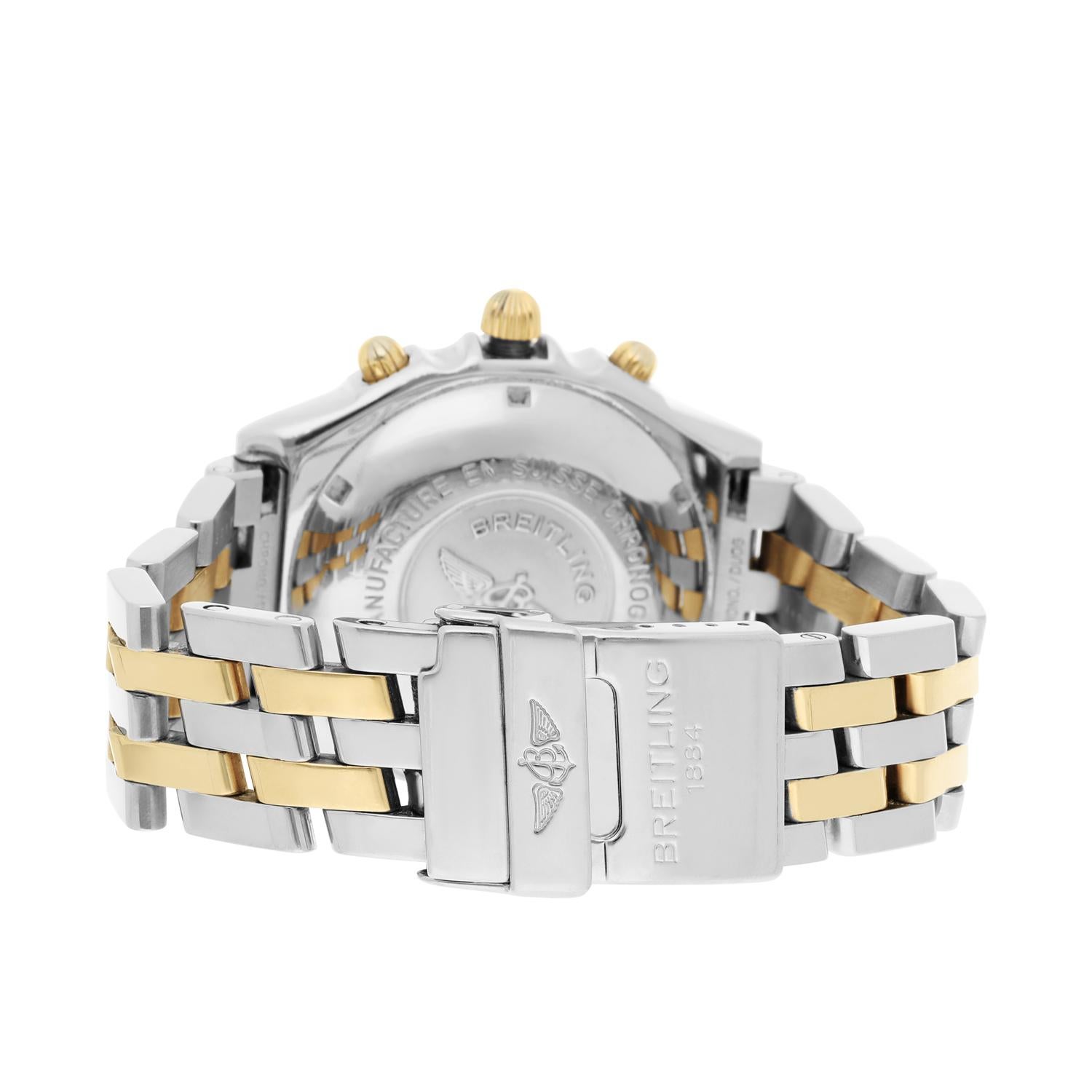 Breitling Chronomat Weißes Zifferblatt 39MM Stahl & 18K Gelbgold B13350 Diamant-Lünette im Angebot 4