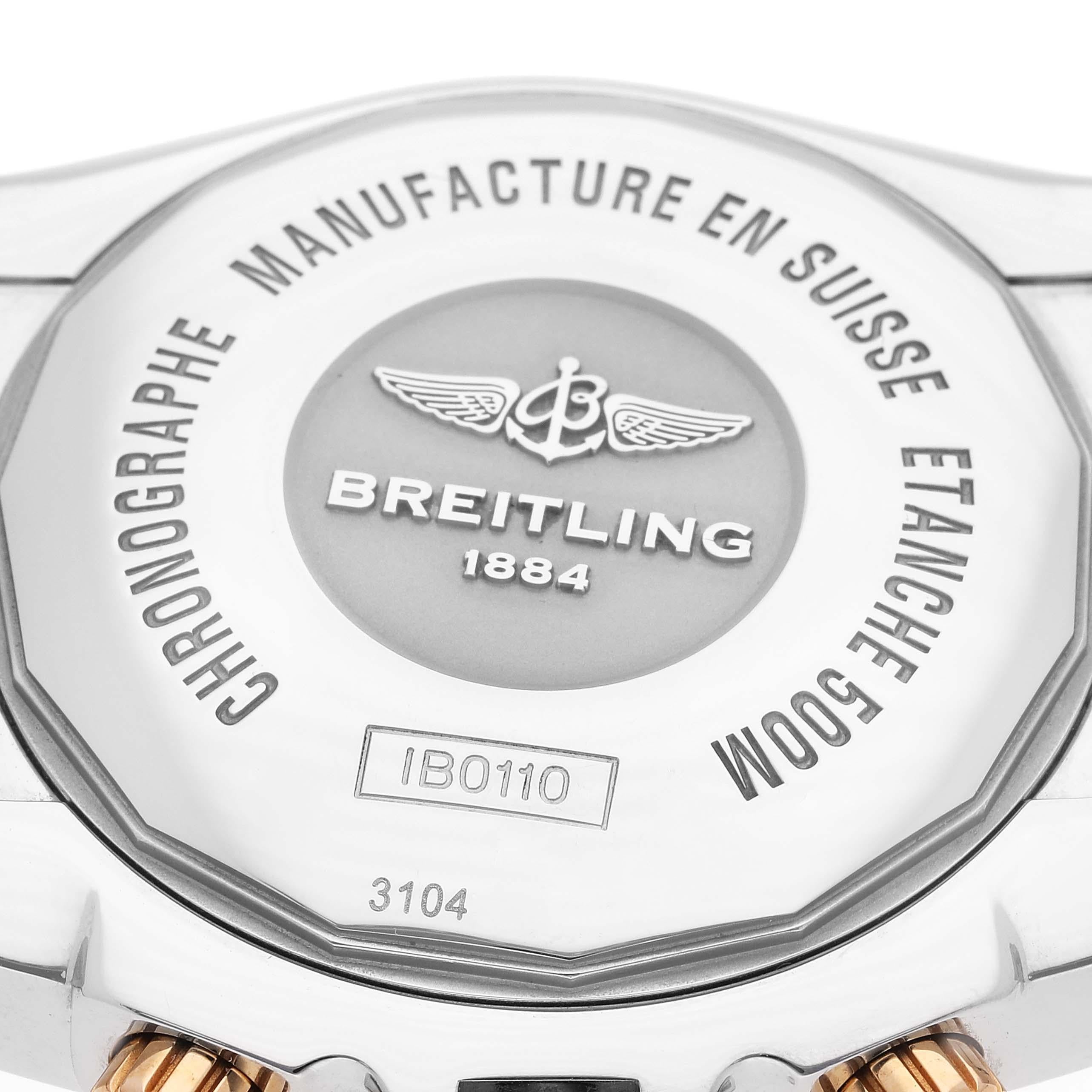 Breitling Chronomat White Dial Steel Rose Gold Diamond Mens Watch IB0110 For Sale 2