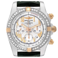 Breitling Chronomat Weißes Zifferblatt Stahl Roségold Diamant Herrenuhr IB0110