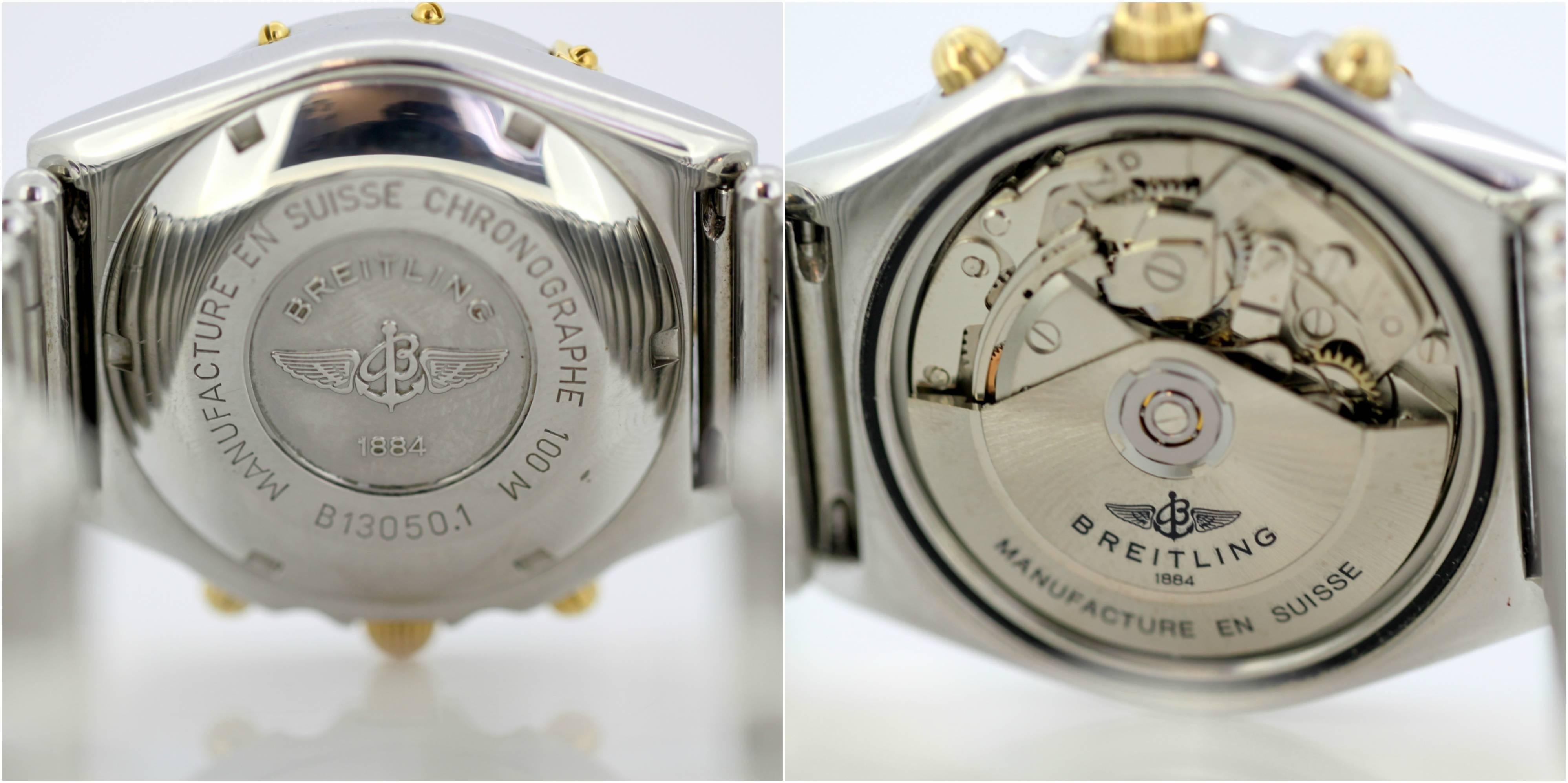 Breitling Chronomat Wristwatch, Automatic Chronograph, 18 Karat Gold and Steel 6