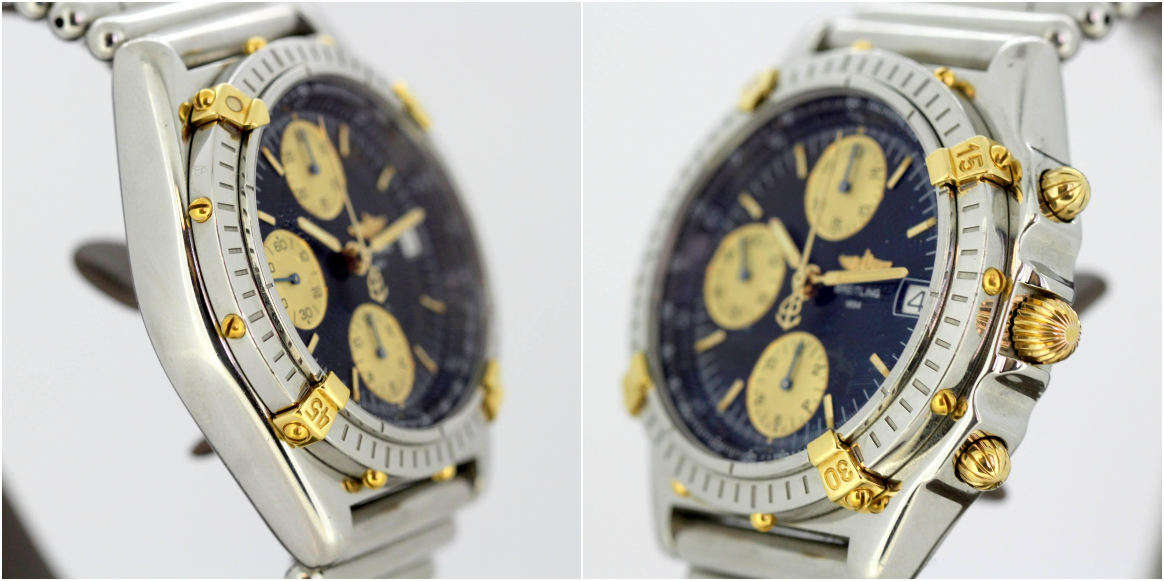 Breitling Chronomat Wristwatch, Automatic Chronograph, 18 Karat Gold and Steel 1