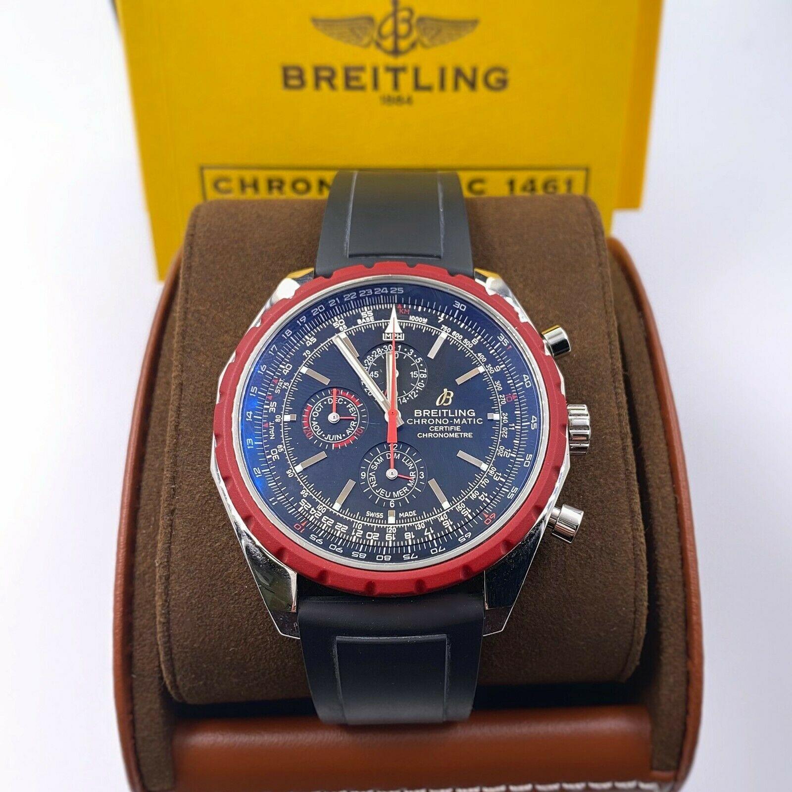 Breitling Chronomatic A19360 Black Dial Rubber Strap Box Papers 4