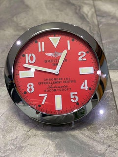Breitling Chronometer Luxury Fluted Bezel Luminous Red Face Wall Clock