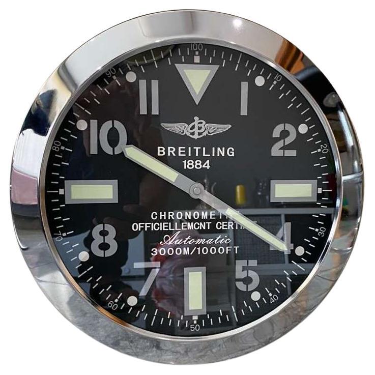 Breitling Chronometer Luxury Fluted Bezel Luminous Wall Clock For Sale