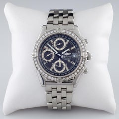 Breitling Chronometre Longitude SS Automatic Men's Watch A20348 w/ Diamond Bezel