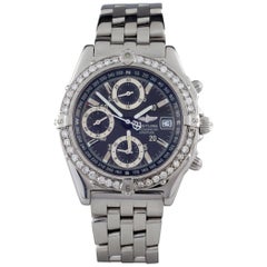 Breitling Chronometre Longitude SS Automatic Men's Watch A20348 w/ Diamond Bezel