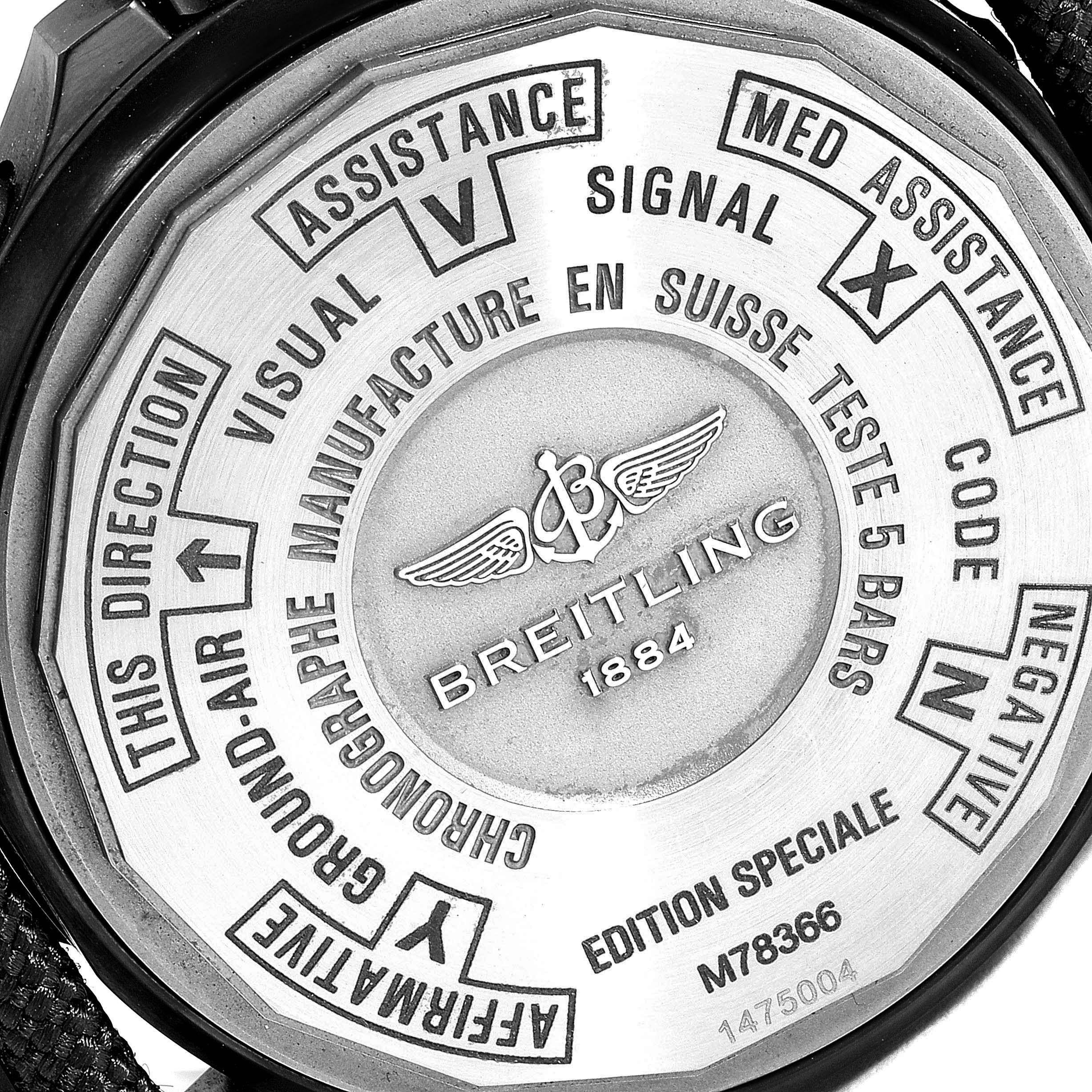 Breitling Chronospace Military GMT Alarm Blacksteel Men's Watch M78366 In Excellent Condition In Atlanta, GA